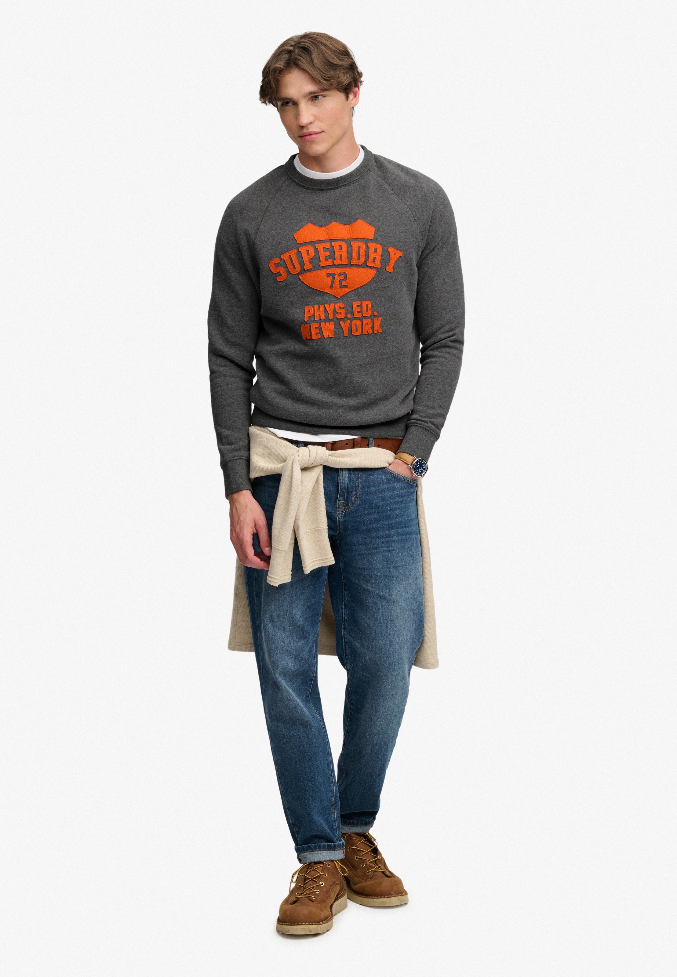 Superdry Sweatshirt »ATH FELT APPLIQUE RELAXED CREW«, Baumwollmischung, relaxed fit
