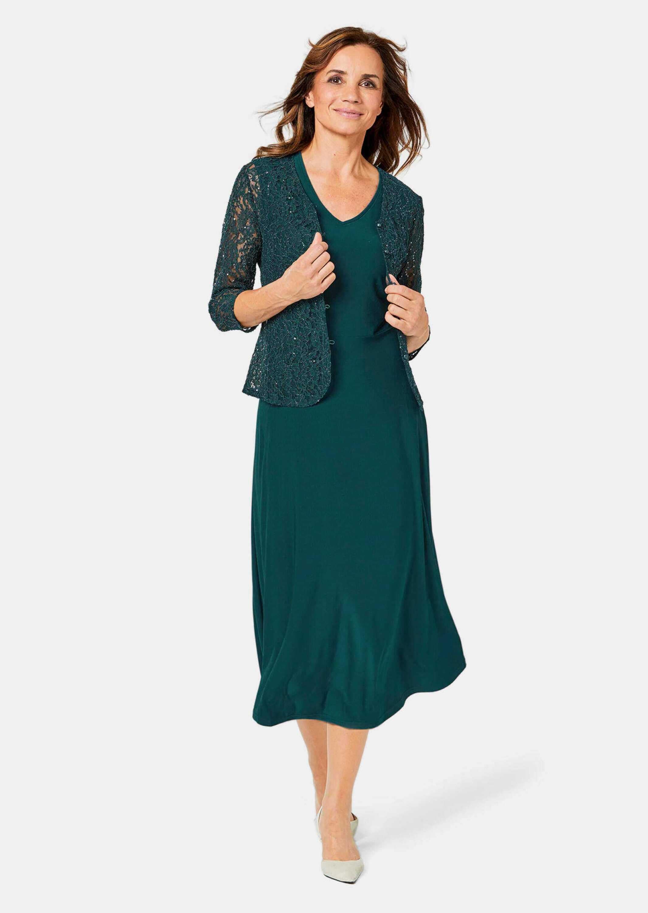 GOLDNER 2-in-1-Kleid »Kurzgröße Kleid mit Spitzenjacke, Pailletten«