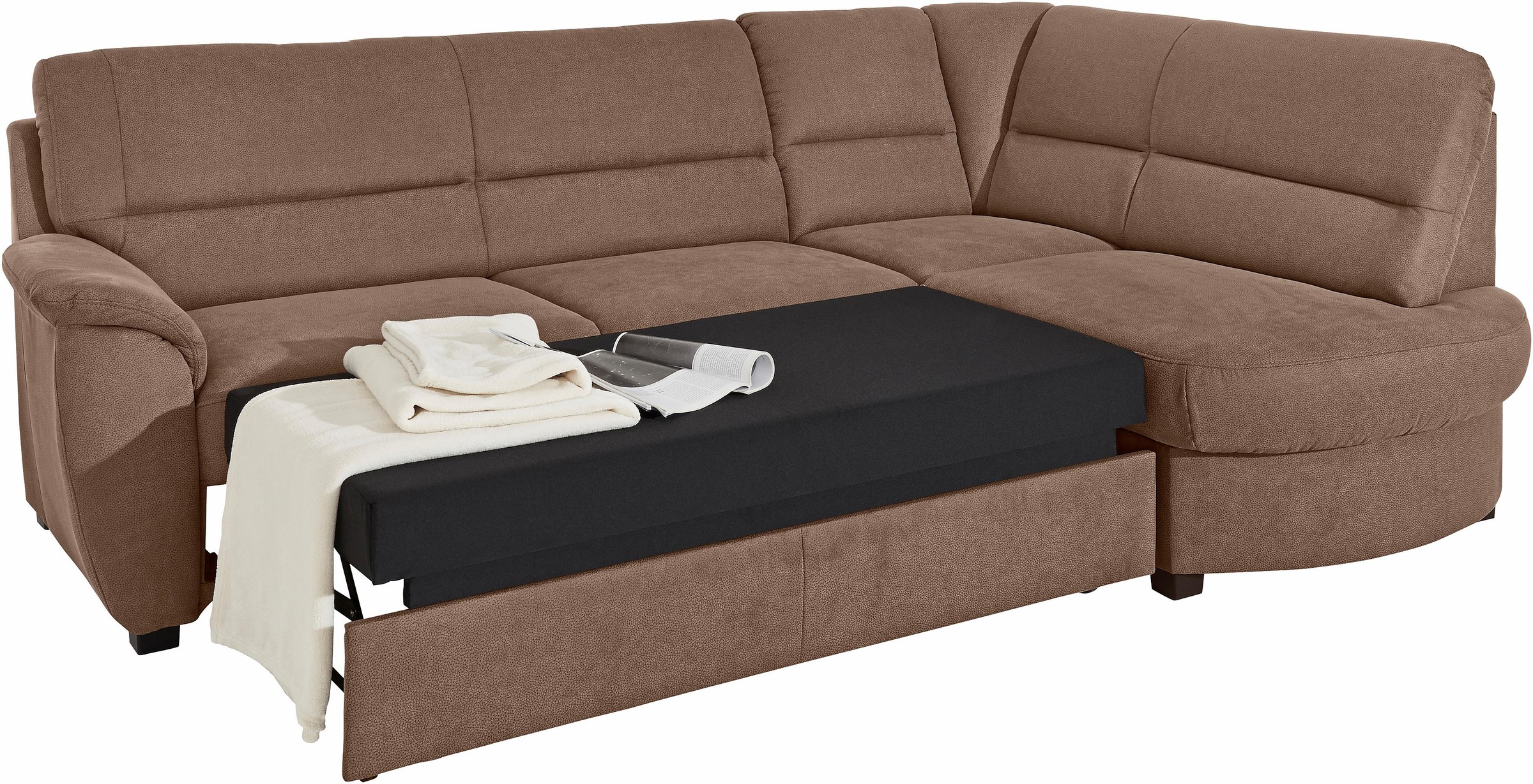 sit&more Ecksofa »Pandora L-Form«, wahlweise mit Bettfunktion und Bettkasten
