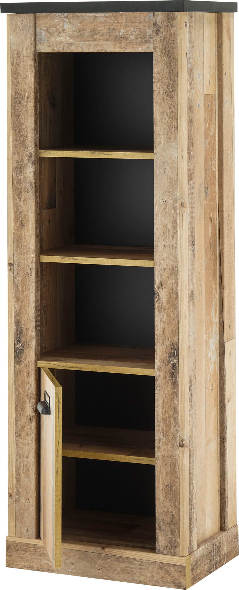Home affaire Wäscheschrank »SHERWOOD Hochkommode Kommode Schrank«, in modernem Holz Dekor, mit Apothekergriffen aus Metall, Höhe 146 cm