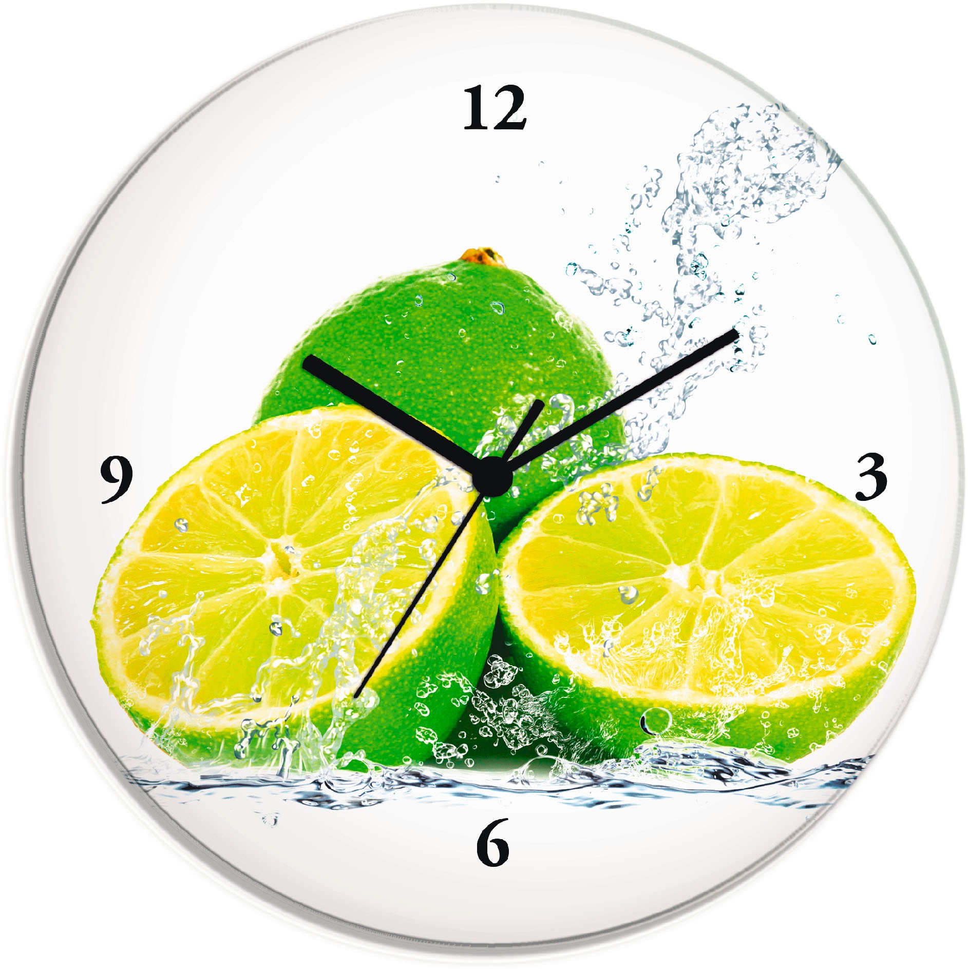 Artland Wanduhr "Limette mit Spritzwasser" wahlweise mit Quarz- oder Funkuhrwerk, lautlos ohne Tickgeräusche