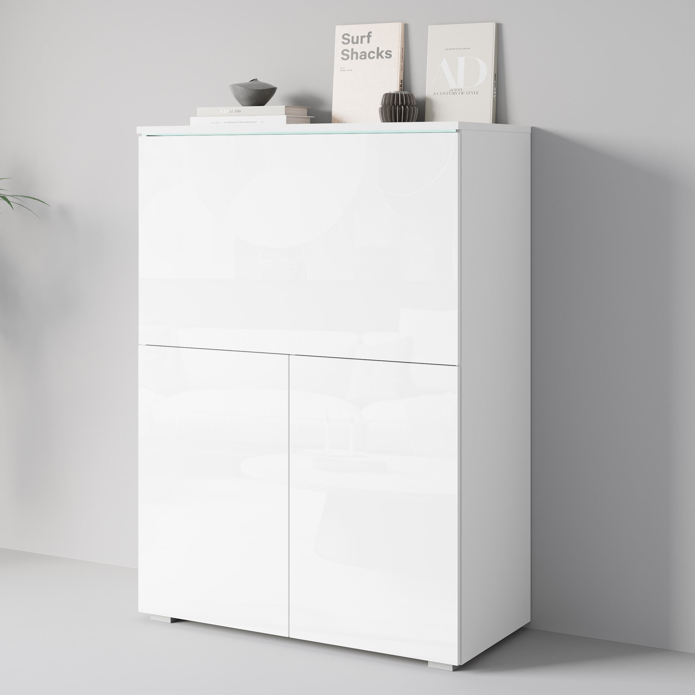 INOSIGN PC-Schrank »Vera, Sekretär, Home-Office-Schreibtisch«, (1 St.), Multifunktional mit Stauraum, klappbare Tischfläche, LED, B 90 cm