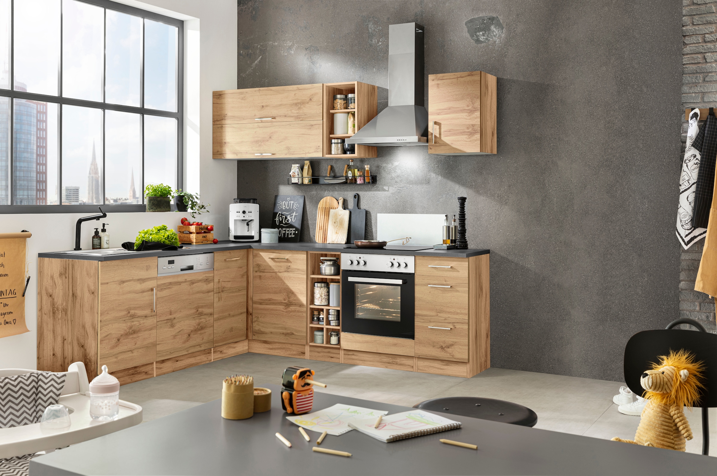 KOCHSTATION Winkelküche »KS-Colmar« ohne E-Geräte, Stellbreite 210/240 cm