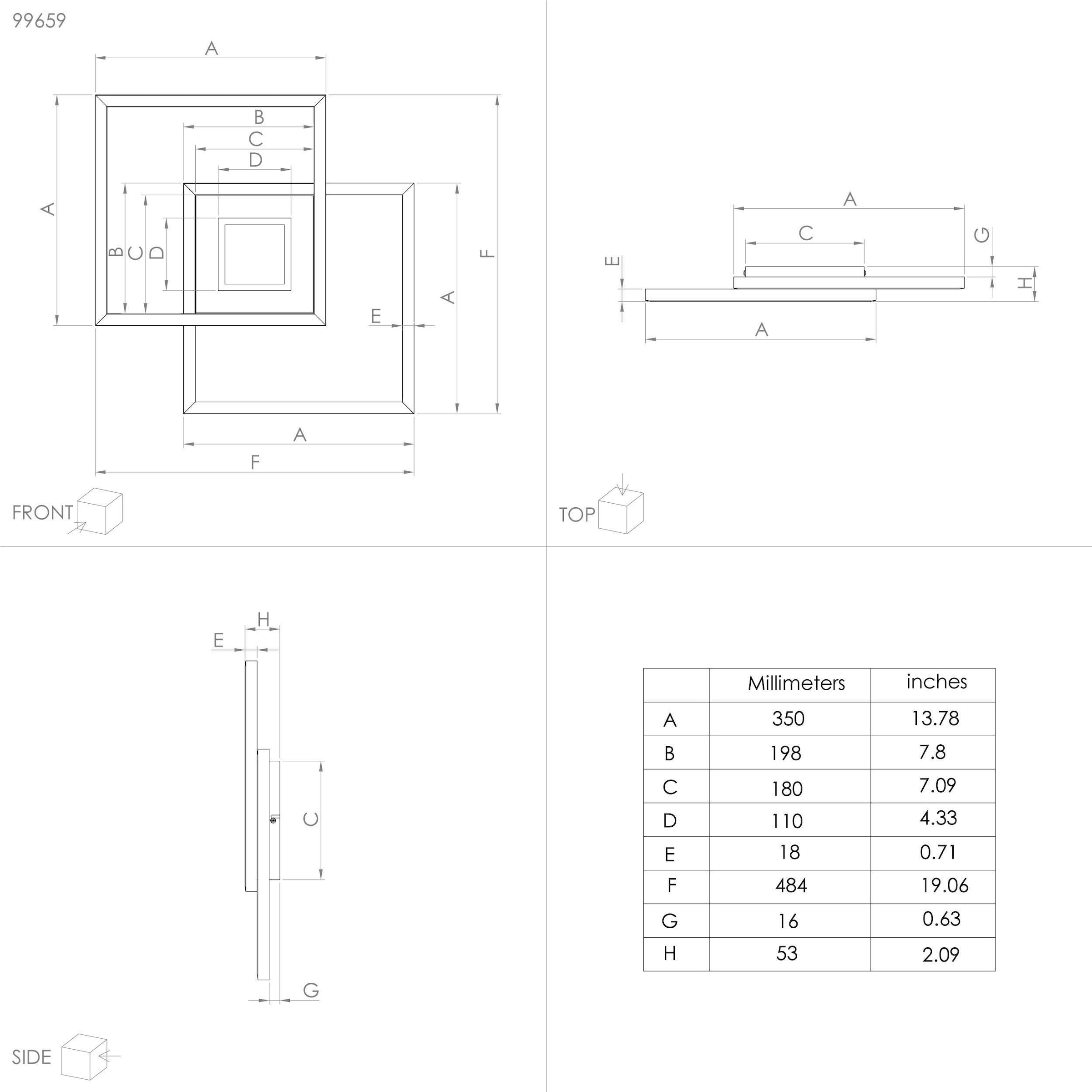 EGLO Deckenleuchte »Marinello Deckenlampe, Wohnzimmerlampe aus Metall, Holz und Kunststoff« LED-Modul 1 Stk. Kaltweiß | Neutralweiß | Warmweiß Wand-/Deckenleuchte - L48,5 x B48,5 x H5,5 cm - schwarz, braun