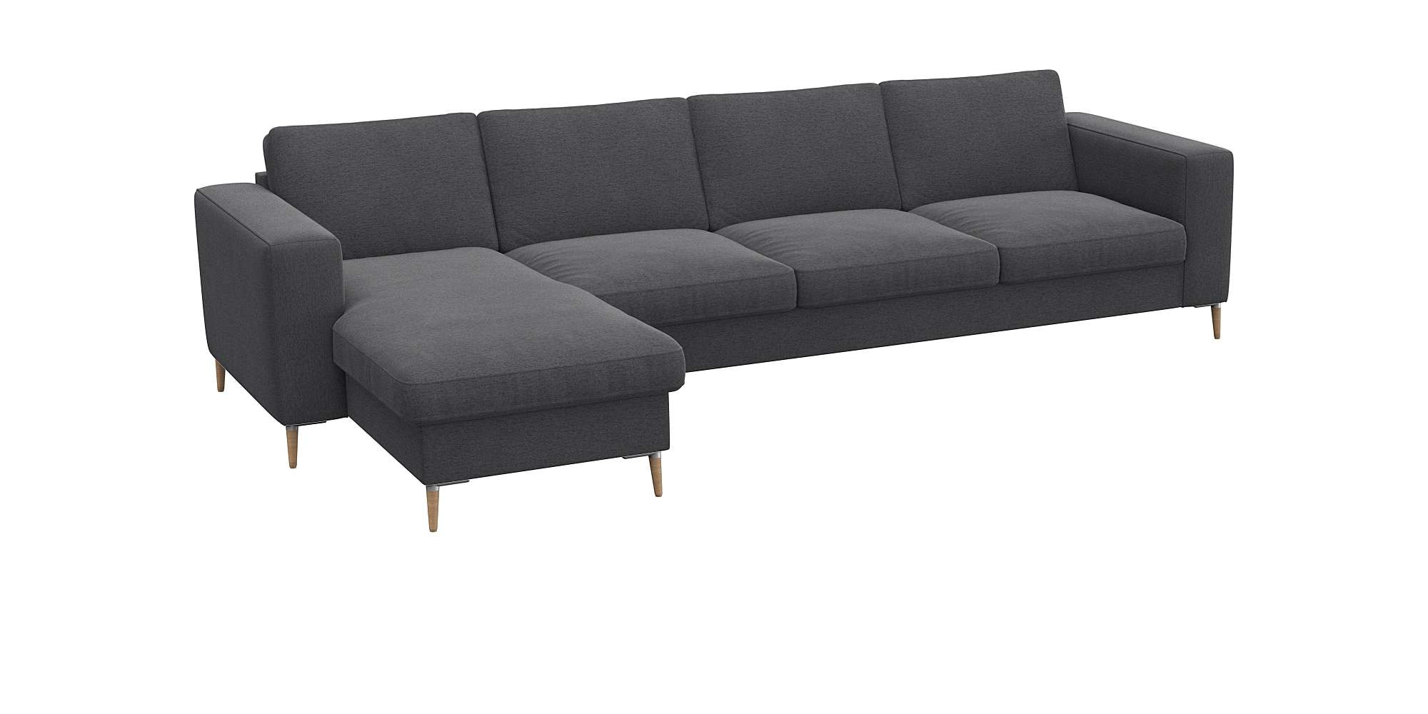FLEXLUX Ecksofa »Fiore, super bequem durch hochwertigen Sitzaufbau mit Kaltschaum« breite Armlehnen, Füße Alu+ Eiche, L-Form