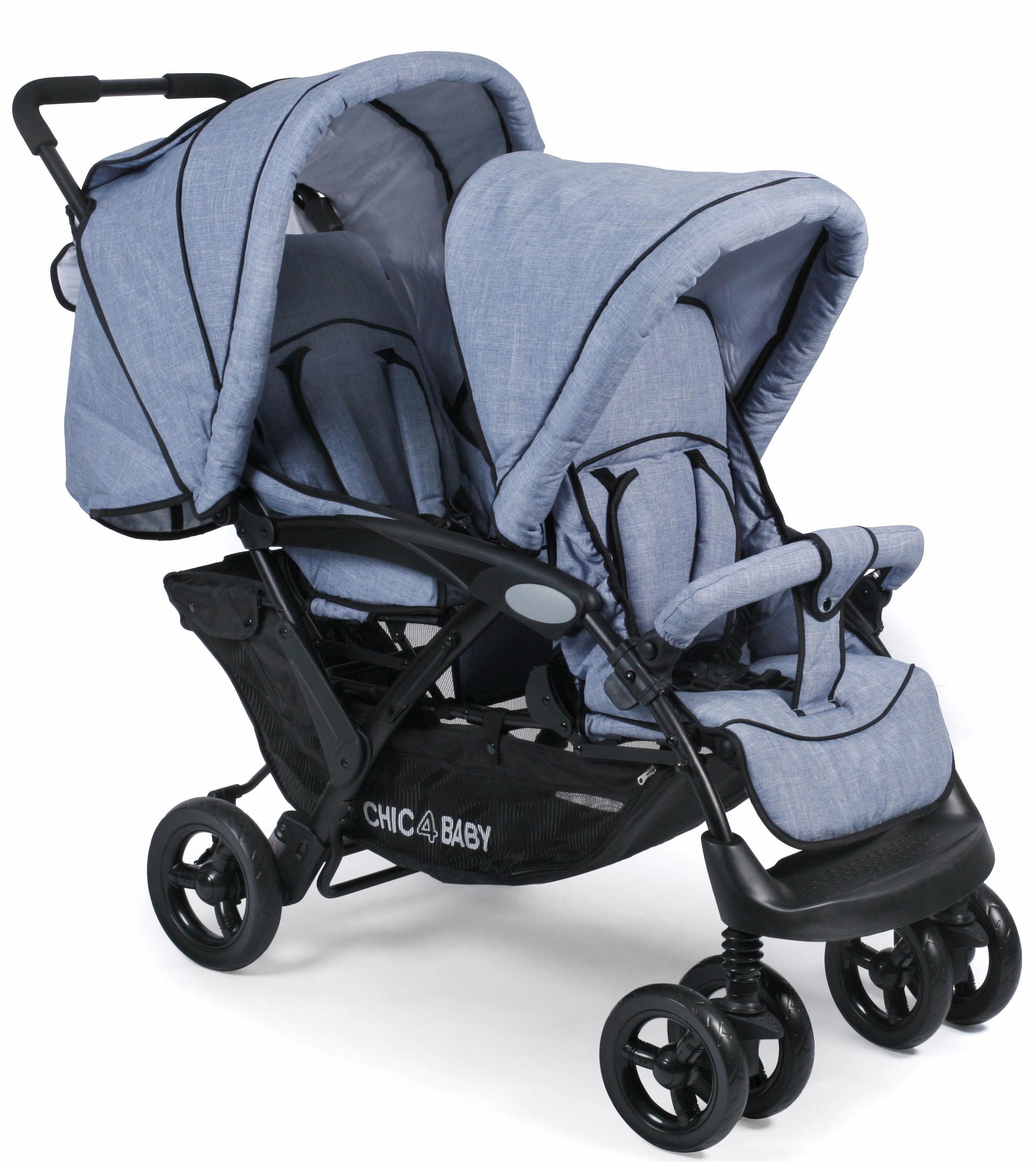 CHIC4BABY Geschwisterwagen »Duo, hellblau«, mit feststellbaren Doppelschwenk-Vorderrädern ♕ bei