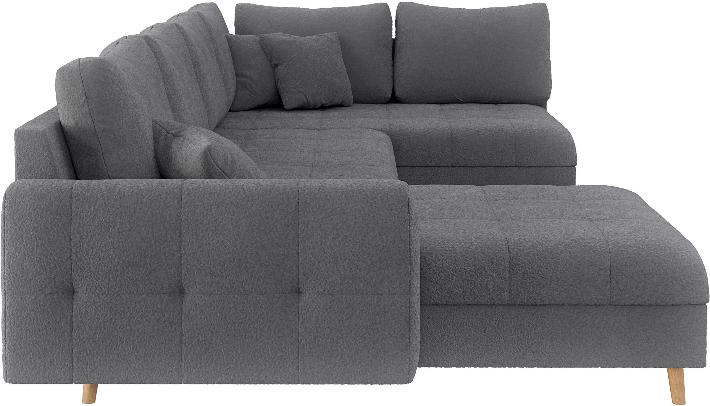 Home affaire Wohnlandschaft »CHARRE U-Form mit Ottomane, Maße B/T/H: 310/161/81 cm«, feine Steppung, lose Rücken- und Zierkissen, auch in Cord und Bouclé
