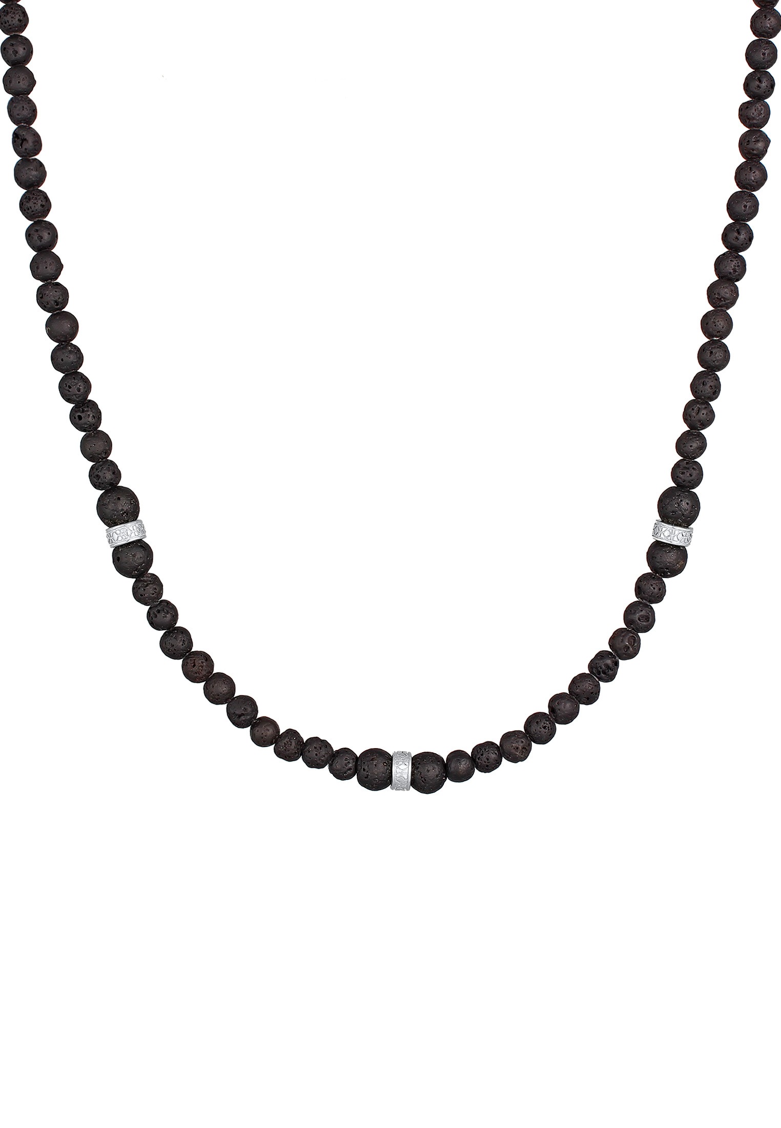 Kuzzoi Silberkette »Halskette Lava Beads Vintage Surfer 925 Silber«