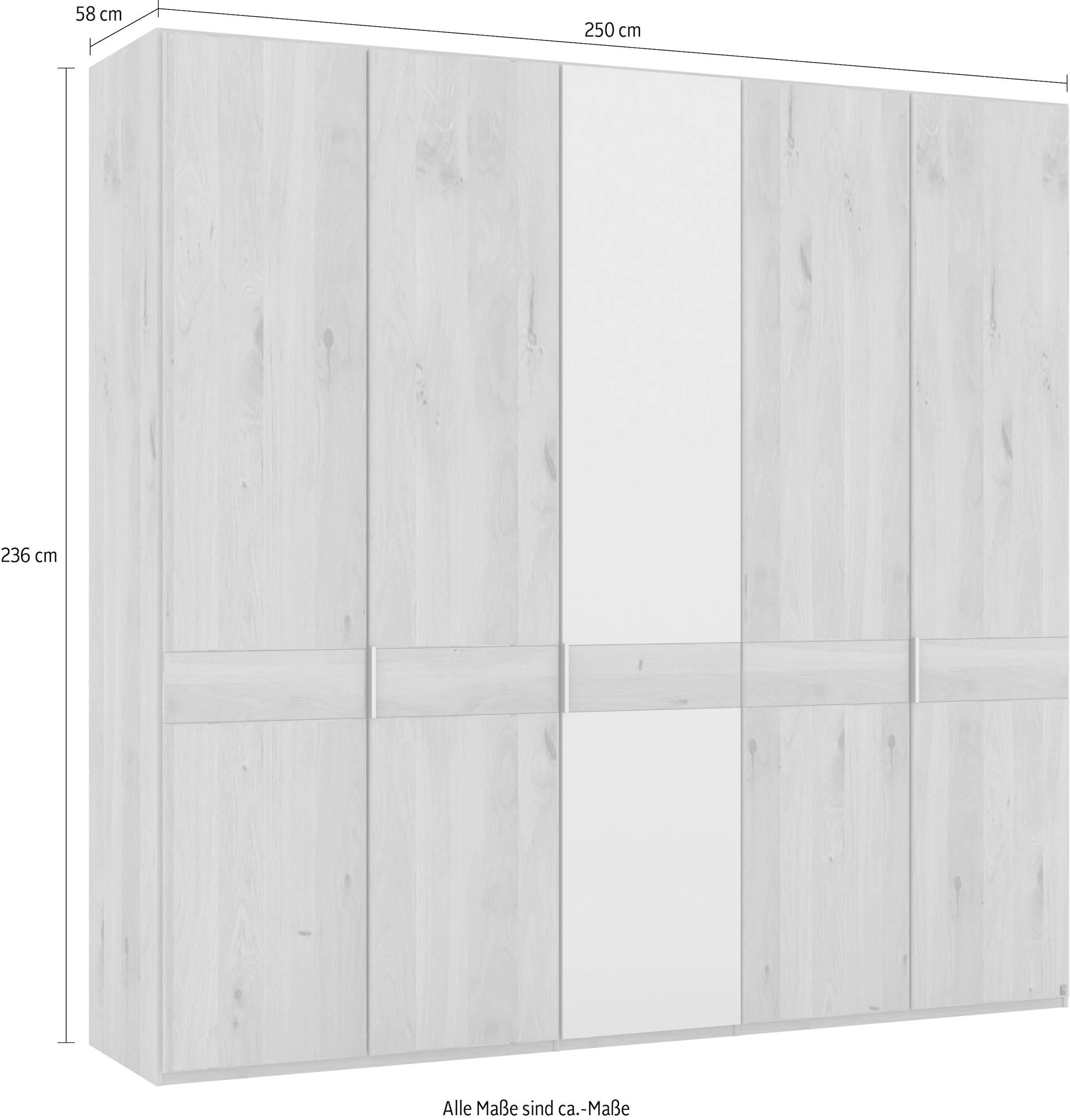 Musterring Drehtürenschrank »Savona, Kleiderschrank, Schrank, Garderobe, teilmassiv Eiche«, (mit Türdämpfern, mit Spiegel oder Glas, extra Böden, MADE IN GERMANY), Türen in Bianco-Eiche massiv, Spiegel-/Glastüren, verschiedene Größen