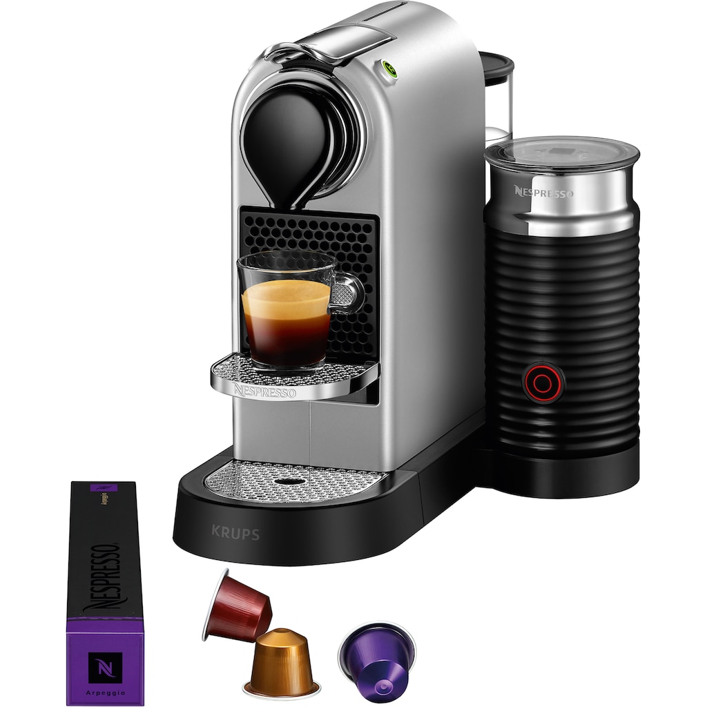 Nespresso Kapselmaschine »XN761B CitiZ & Milk von Krups«, inkl. Aeroccino Milchaufschäumer, Willkommenspaket mit 14 Kapseln