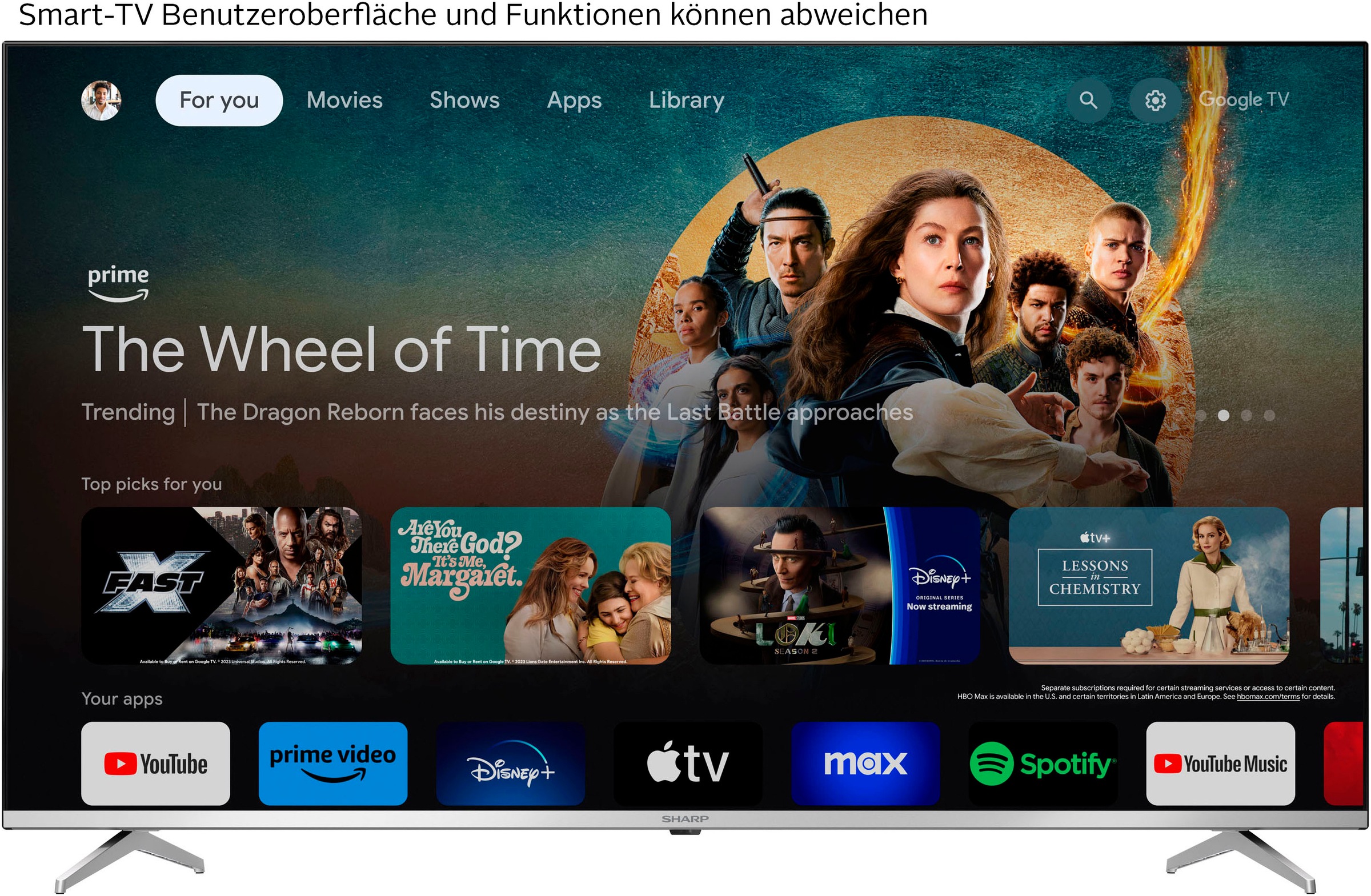 Sharp QLED-Fernseher »4T-C43GPx«, 4K Ultra HD, Google TV-Smart-TV, Quantum Dot, QLED, Dolby Atmos, Dolby Vision, HDMI 2.1 mit eARC