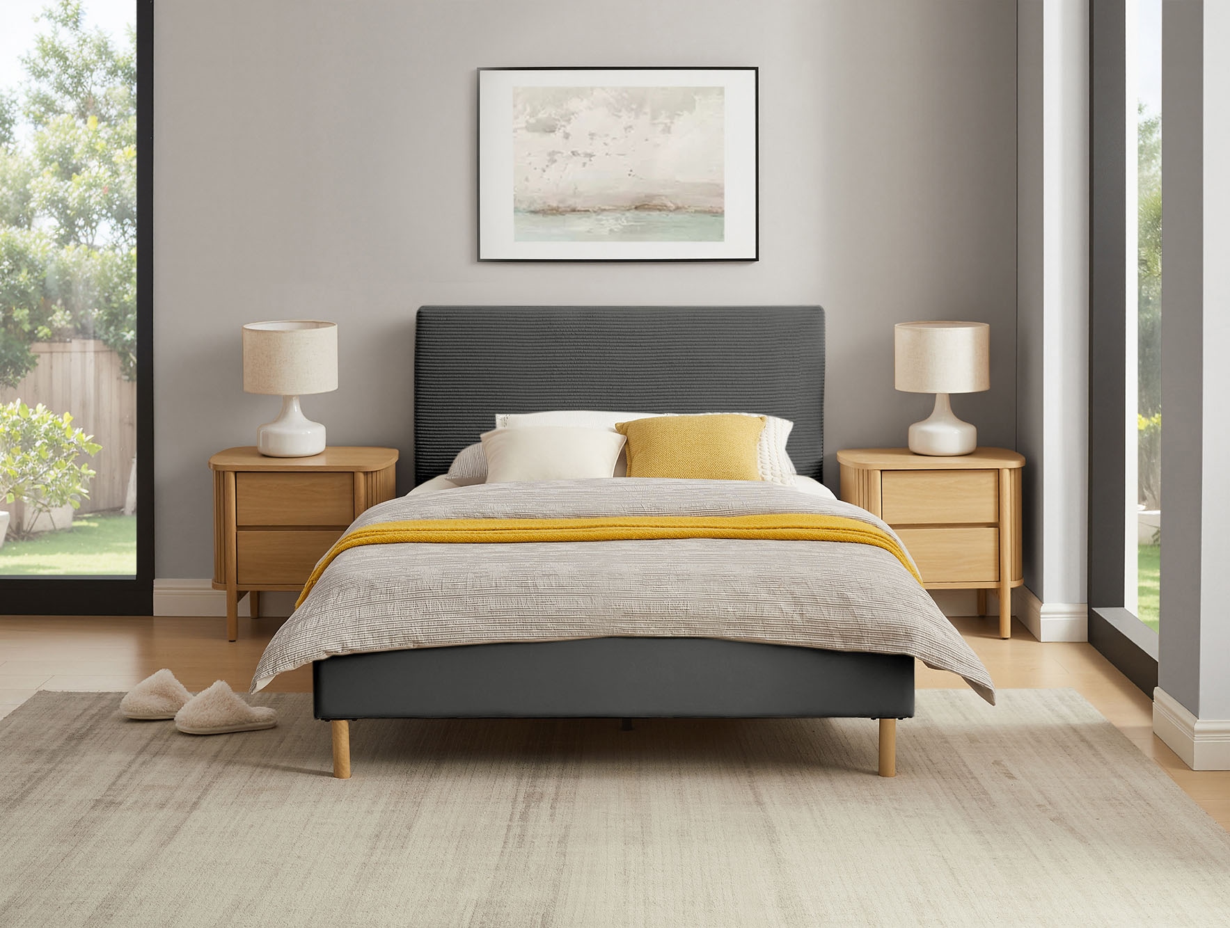 Home affaire Polsterbett »Armandine inkl. Lattenrost« Kopfteil mit Cordbezug, erhältlich in den Breiten 140cm & 180cm