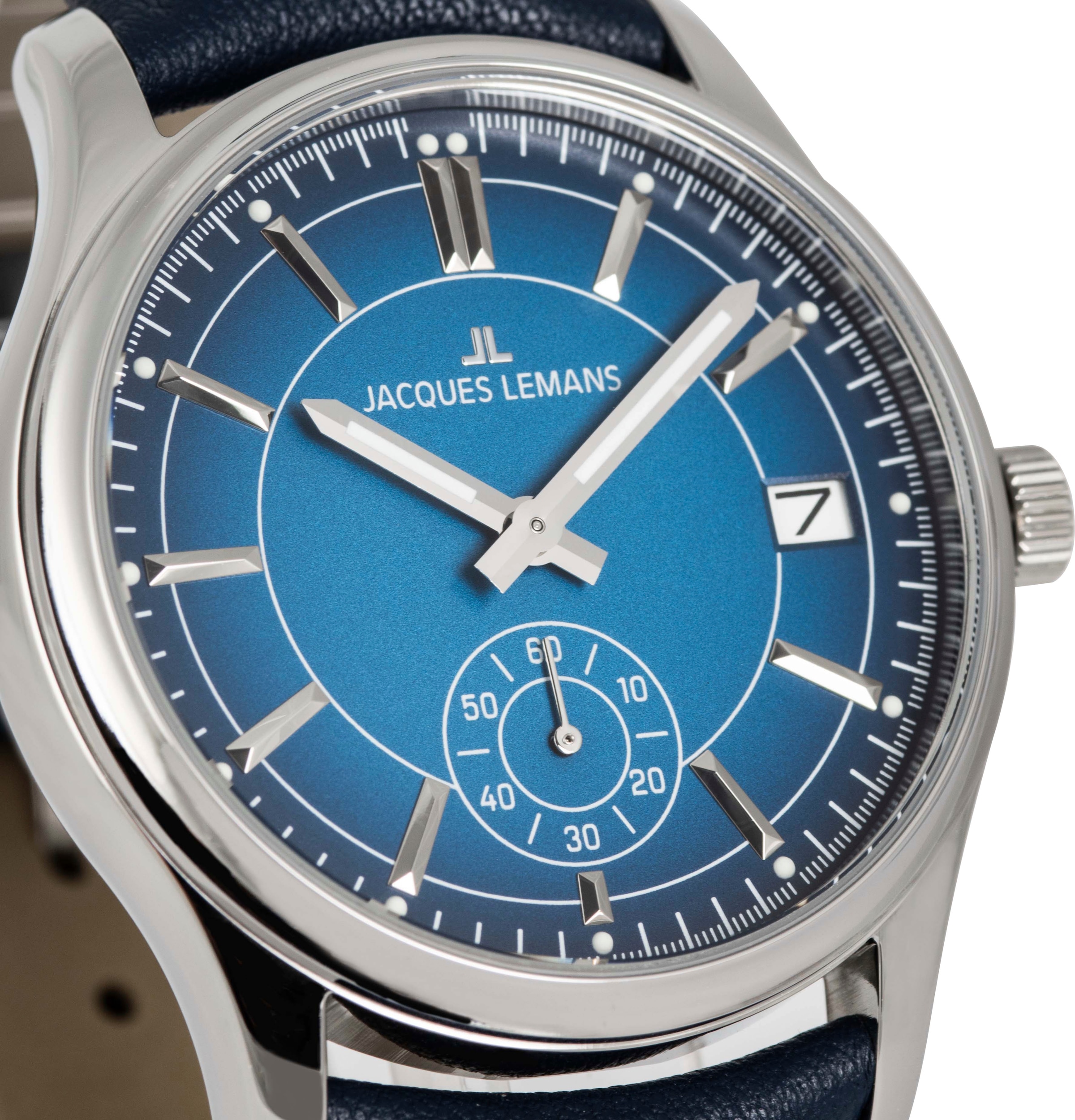 Jacques Lemans Quarzuhr »Derby« Armbanduhr, Herrenuhr, Lederarmband, analog, Tag, kleine Sekunde