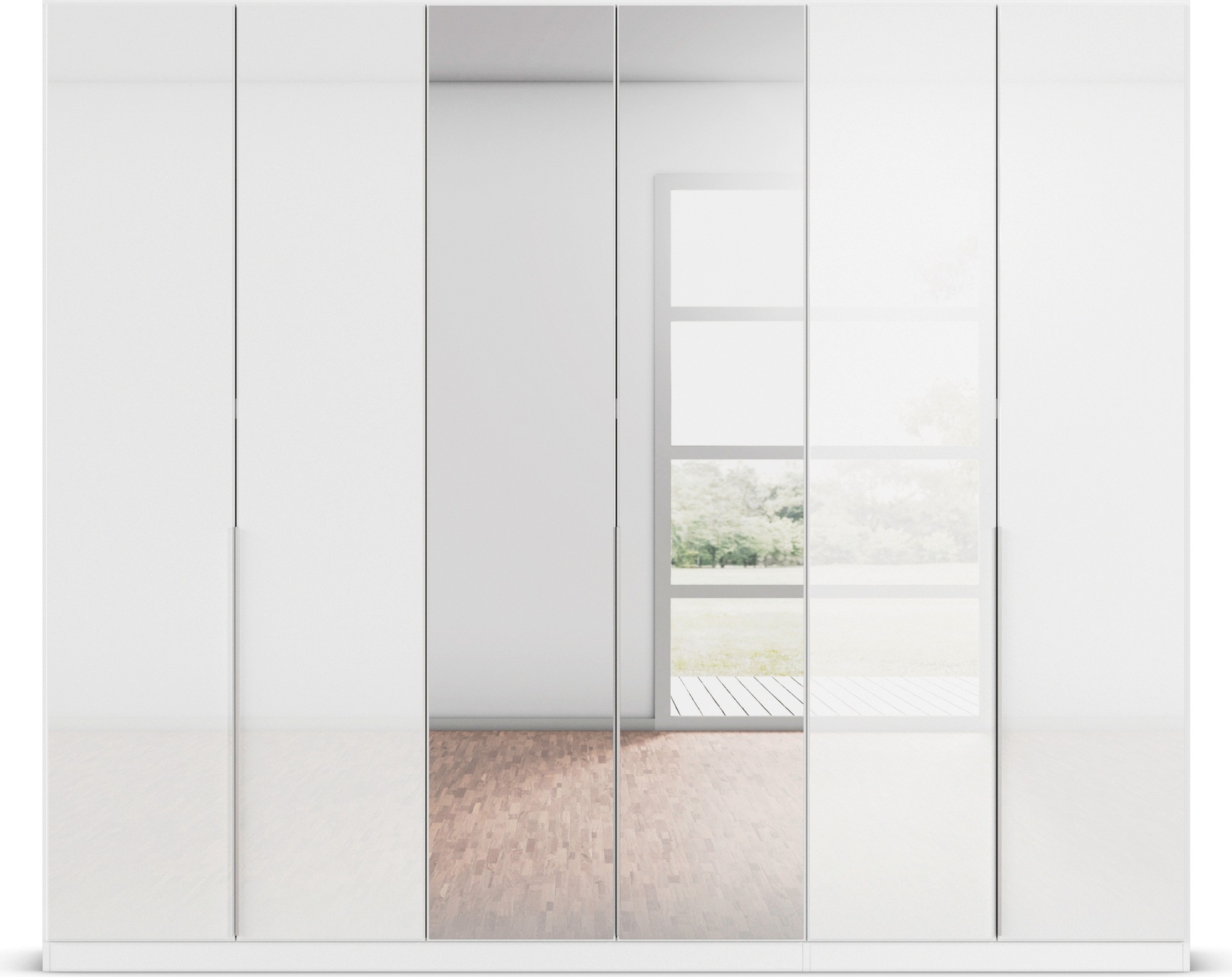 rauch Drehtürenschrank »Kleiderschrank Kleiderschränke Schrank Garderobe AGORDO mit Glasfront«, (in zwei Griff-Farben), durchdachte Innenausstattung, in 6 Breiten und 2 Höhen MADE IN GERMANY