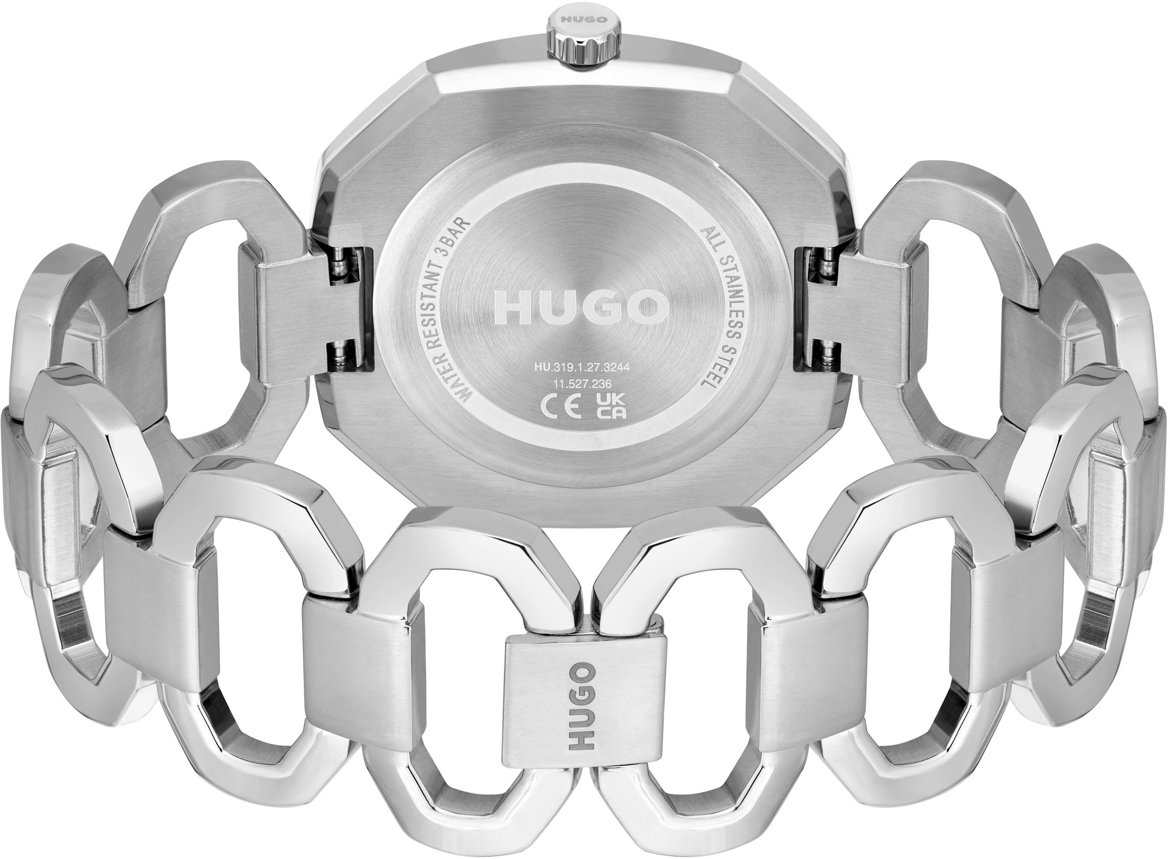 HUGO Multifunktionsuhr »#INTENSE«, Quarzuhr, Armbanduhr, Damenuhr, Datum, Edelstahlarmband