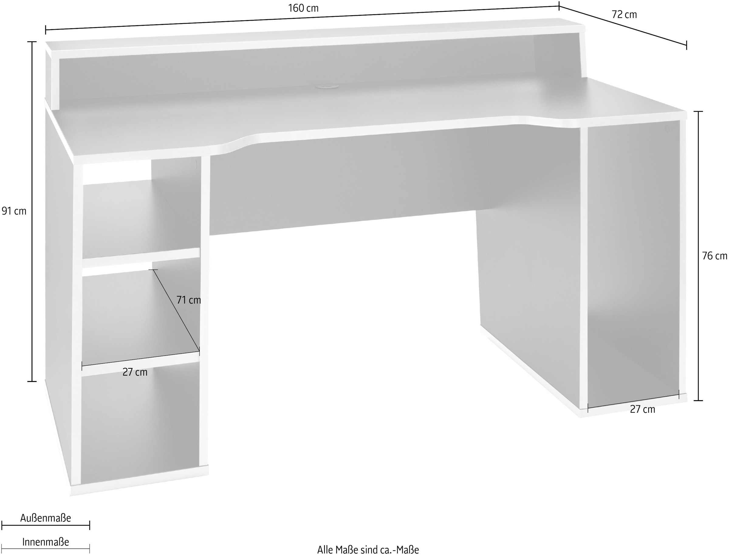 FORTE Gamingtisch »Tezaur«, mit RGB-Beleuchtung, Breite 160 cm
