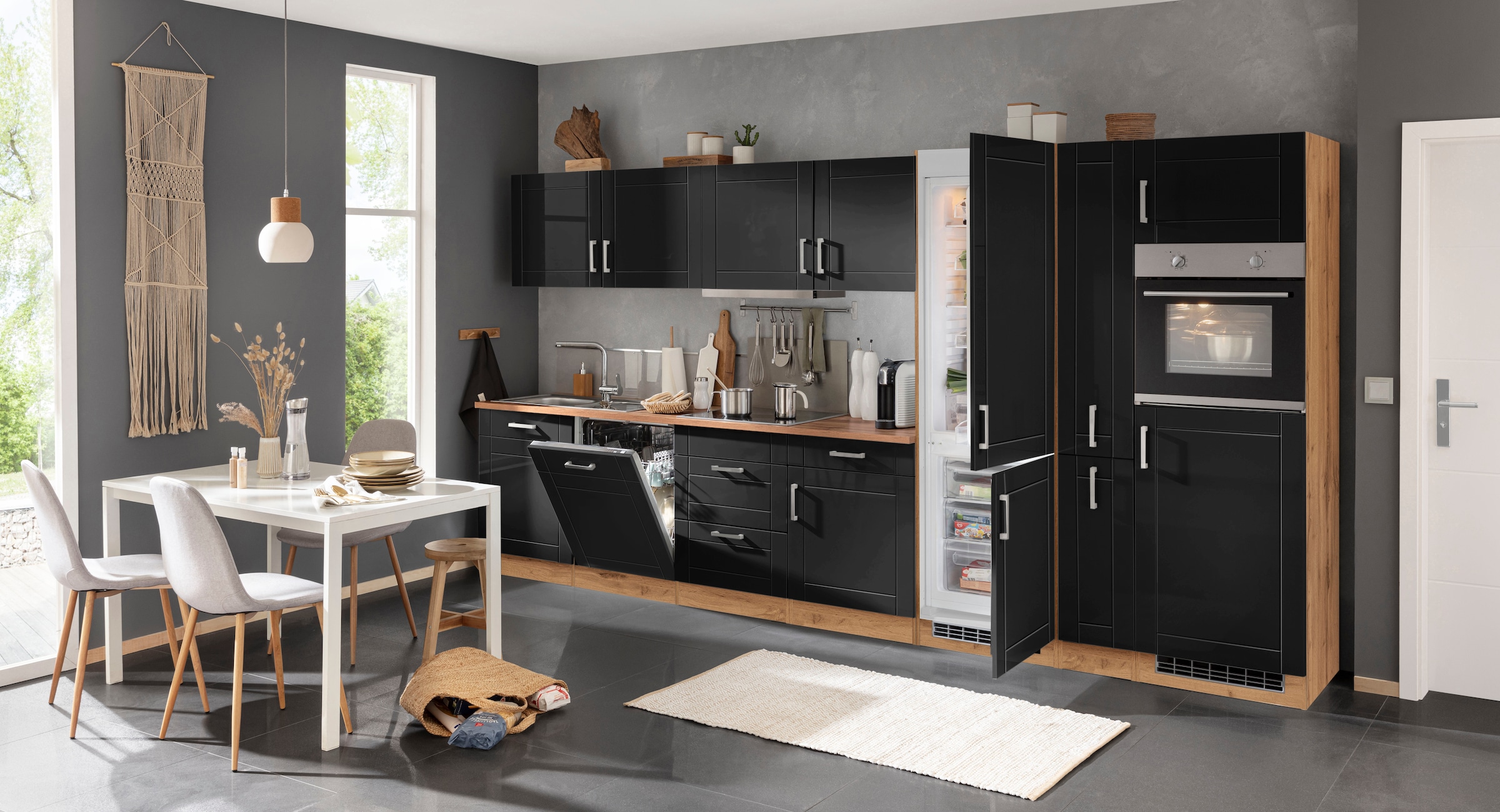 KOCHSTATION Küchenzeile »KS-Tinnum« mit E-Geräten, Breite 390 cm