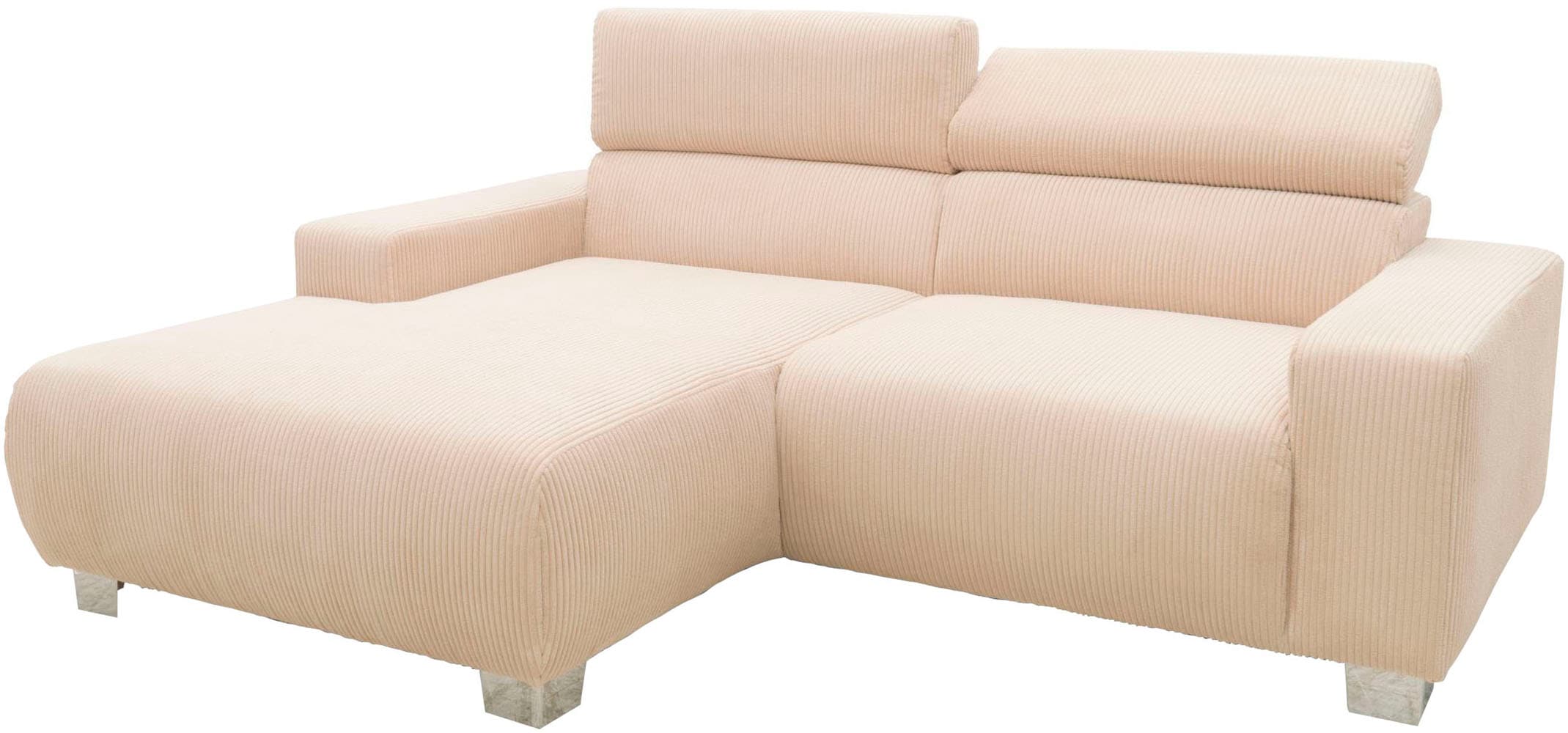 DOMO collection Ecksofa »100030 inkl. Kopfteilverstellung, guter Sitzkomfort, Cordbezug, L-Form« mit komfortabler Wellenunterfederung, ideal für kleine Räume