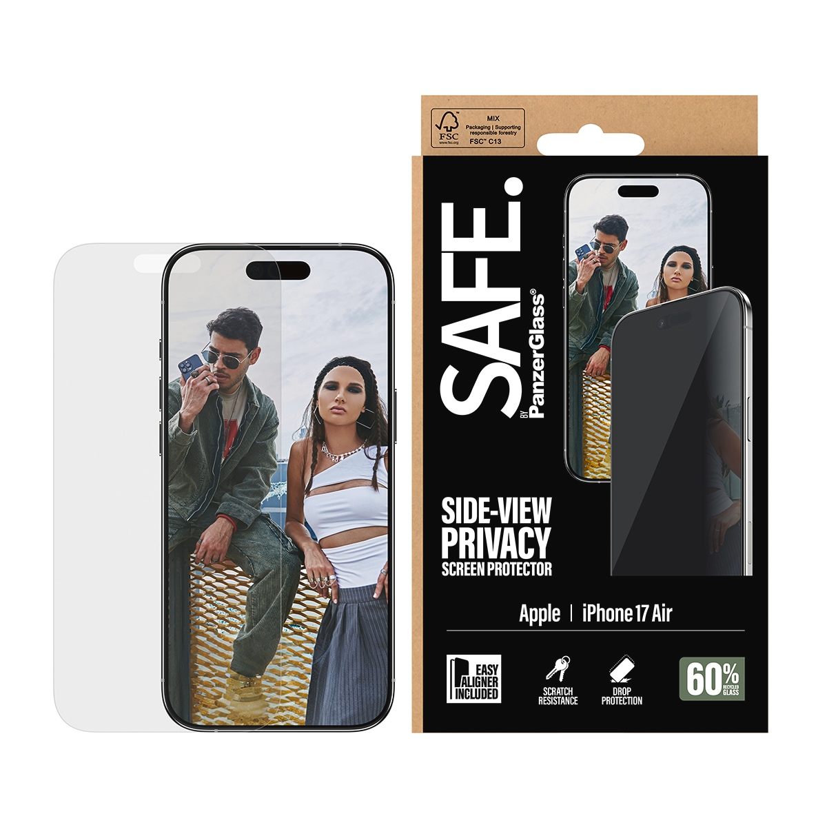 SAFE by PanzerGlass Displayschutzglas »Side-View Privacy Screen Protector« für Apple iPhone Air Displayschutzfolie, Schutzfolie, Bildschirmschutz, kratz- & stoßfest