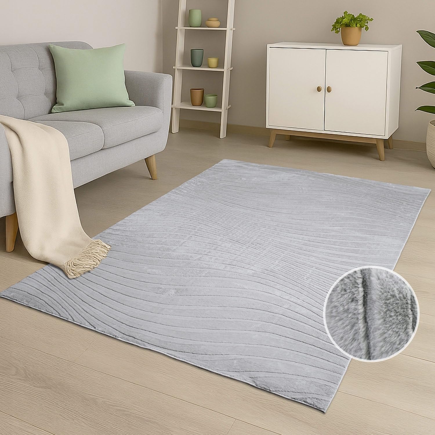 Carpet City Teppich »WAVES 503« rechteckig 12 mm Höhe Kurzflor, Hochtief-Muster/ 3D-Effekt, Uni, Wohnzimmer, Schlafzimmer