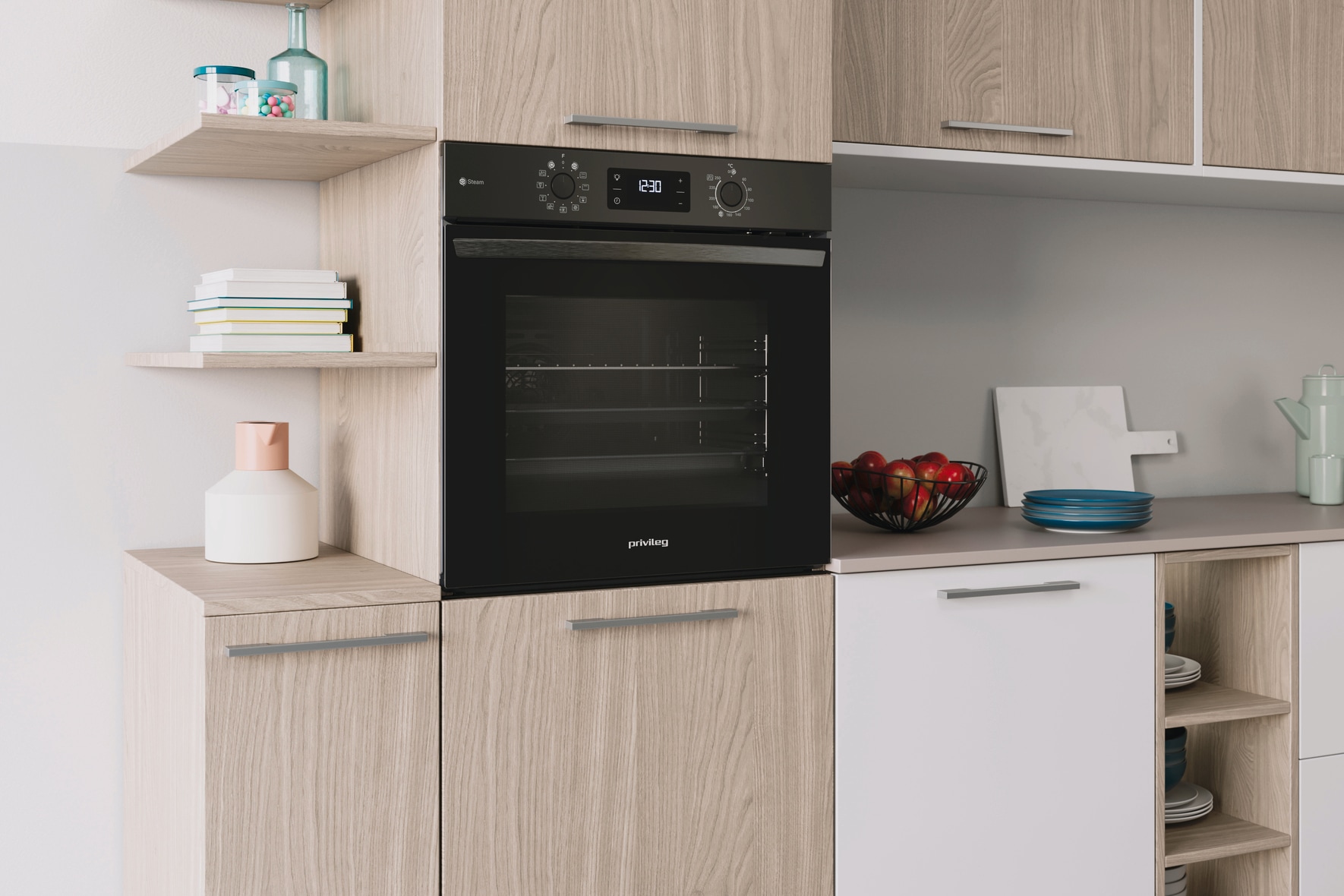 Privileg Backofen-Set »BAKO Turn&Go Steam 620« mit Teilauszug Hydrolyse Set, 2 Stk. tlg. Hydrolyse - schnelle und mühelose Reinigung mit der Kraft des Dampfes