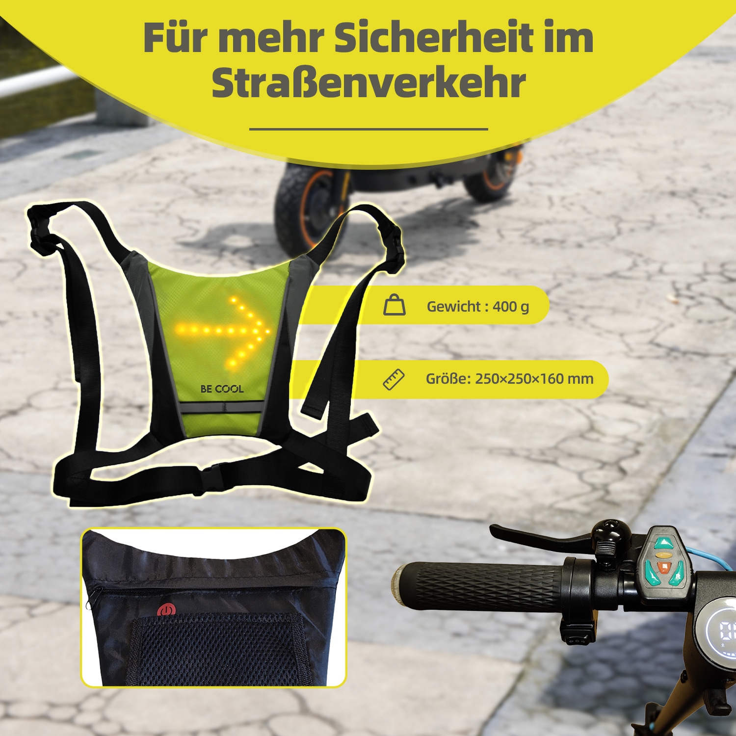 be cool Warnweste »BC250PK02 Softpocket mit LED«