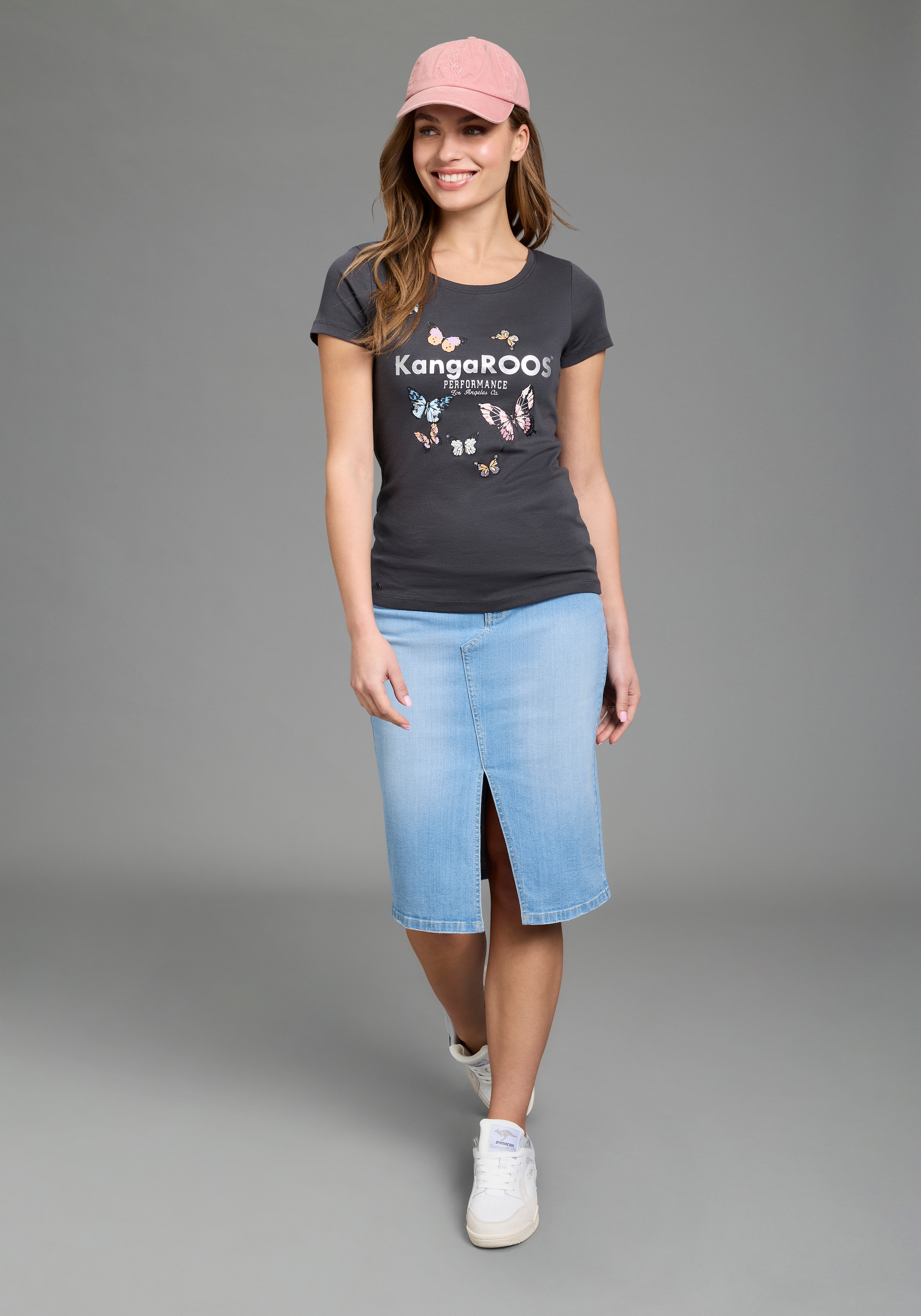 KangaROOS T-Shirt Kurzarm,  körpernahe Passform,  aus Rippware