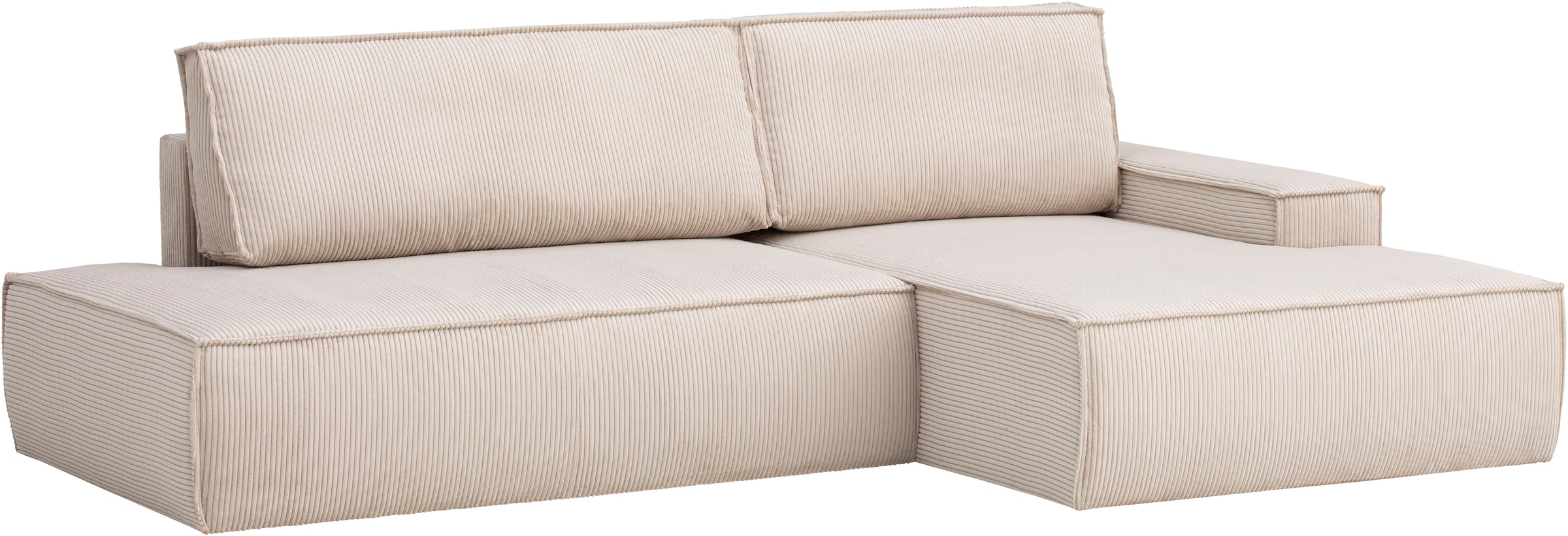 Home affaire Ecksofa »SHERWOOD, Schlafsofa in L-Form offen (275cm), Cord, Leinenoptik«, Schlaffunktion und Bettkasten, Kedernaht, hoher Sitz- & Liegekomfort