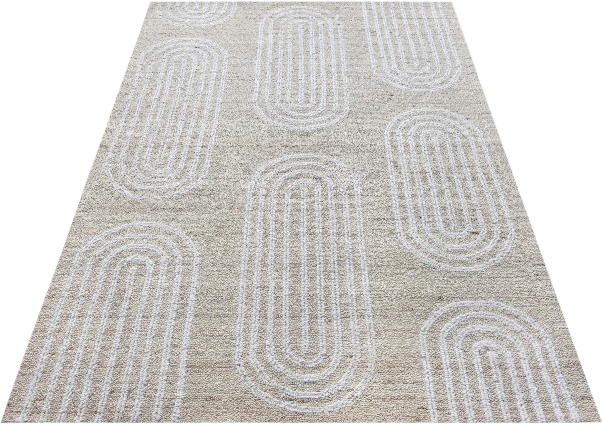 my home Wollteppich »Boras, handgefertigt, Wolle, Hoch-Tief-Struktur,« rechteckig 11 mm Höhe einfarbig, Wolle, Teppich, Wohnzimmer, Schlafzimmer, Esszimmer