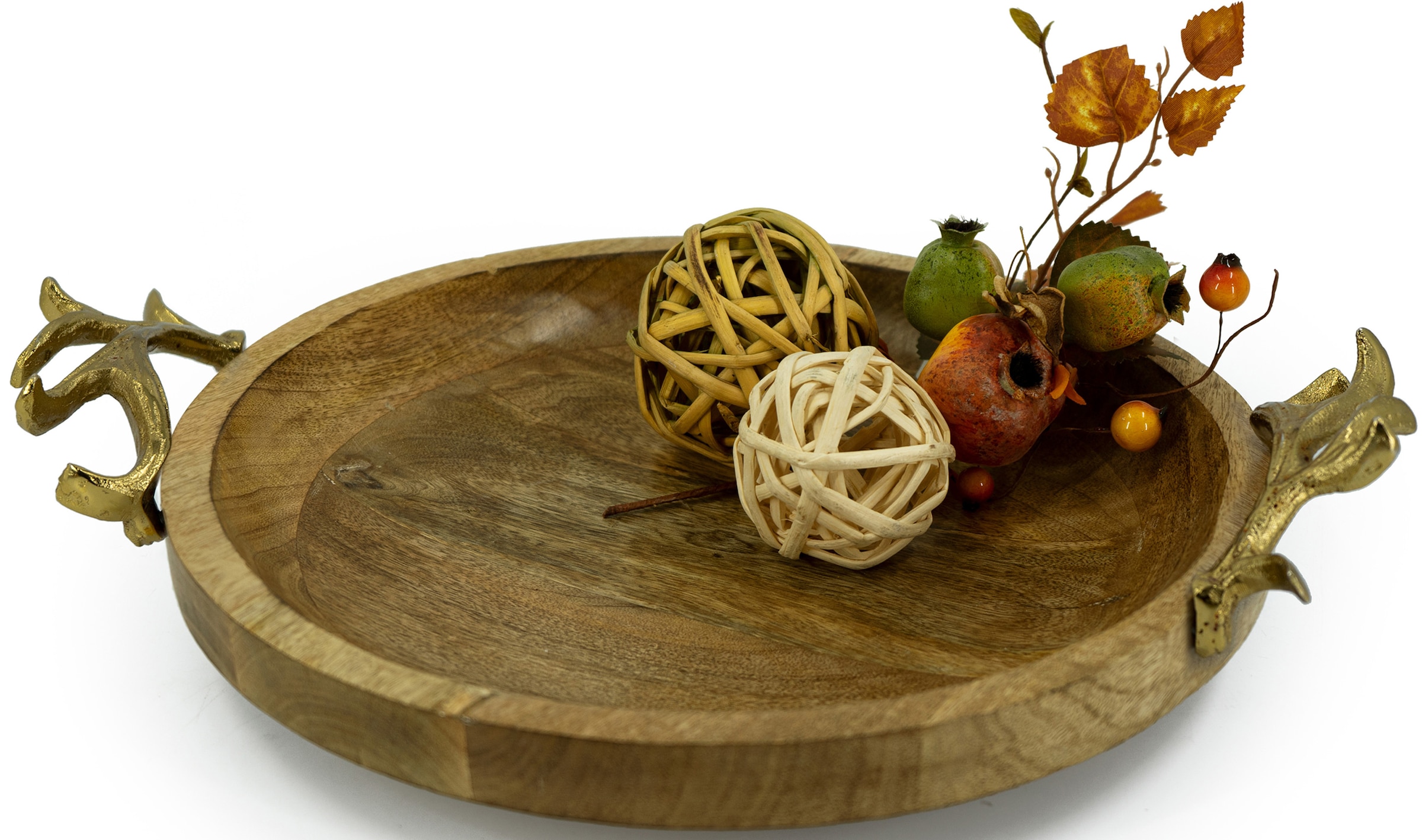 NOOR LIVING Dekotablett »Weihnachtsdeko«, (1 St.), aus exclusivem Mango-Holz