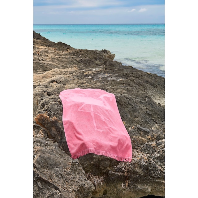done.® Hamamtücher »Flamingo«, (1 St.), saugfähige Frottier-Innenseite,  ideal als Sauna- oder Strandtuch