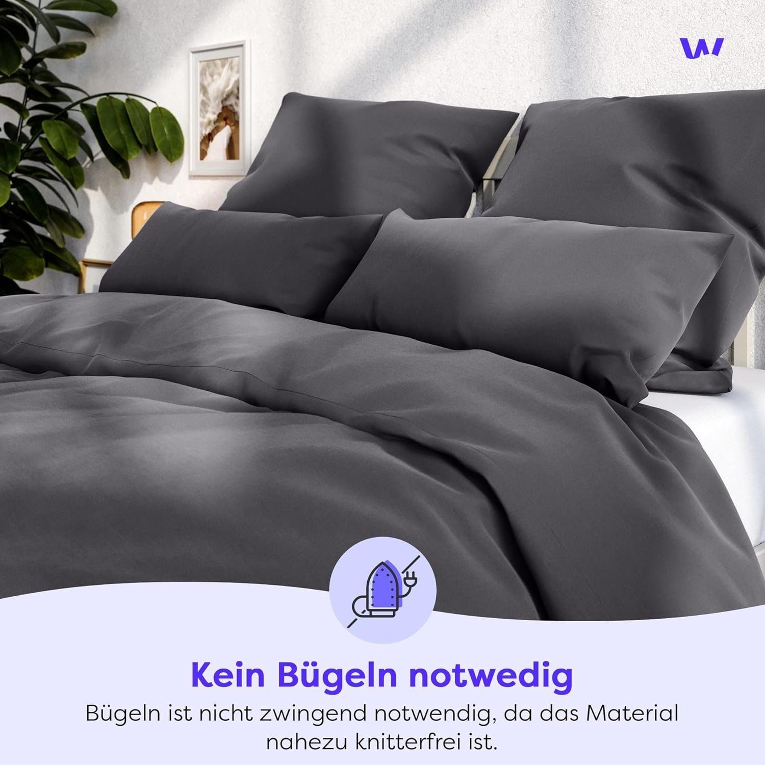 Wolkenfeld Bettwäsche »Mikrofaser 4 tlg - Allergiker Bettwäsche einfarbig - unfassbar weich« 4 Stk. tlg. 135x200 cm, 155x200 & 155x220 I inkl. 2x Kissenbezüge 80x80 I Uni