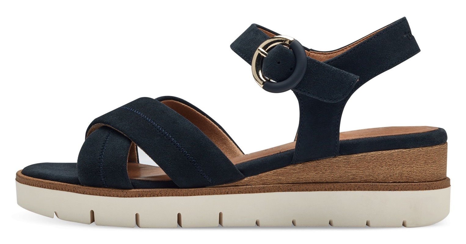 Tamaris Keilsandalette  , Sommerschuh, Riemchensandale mit Ziernähten