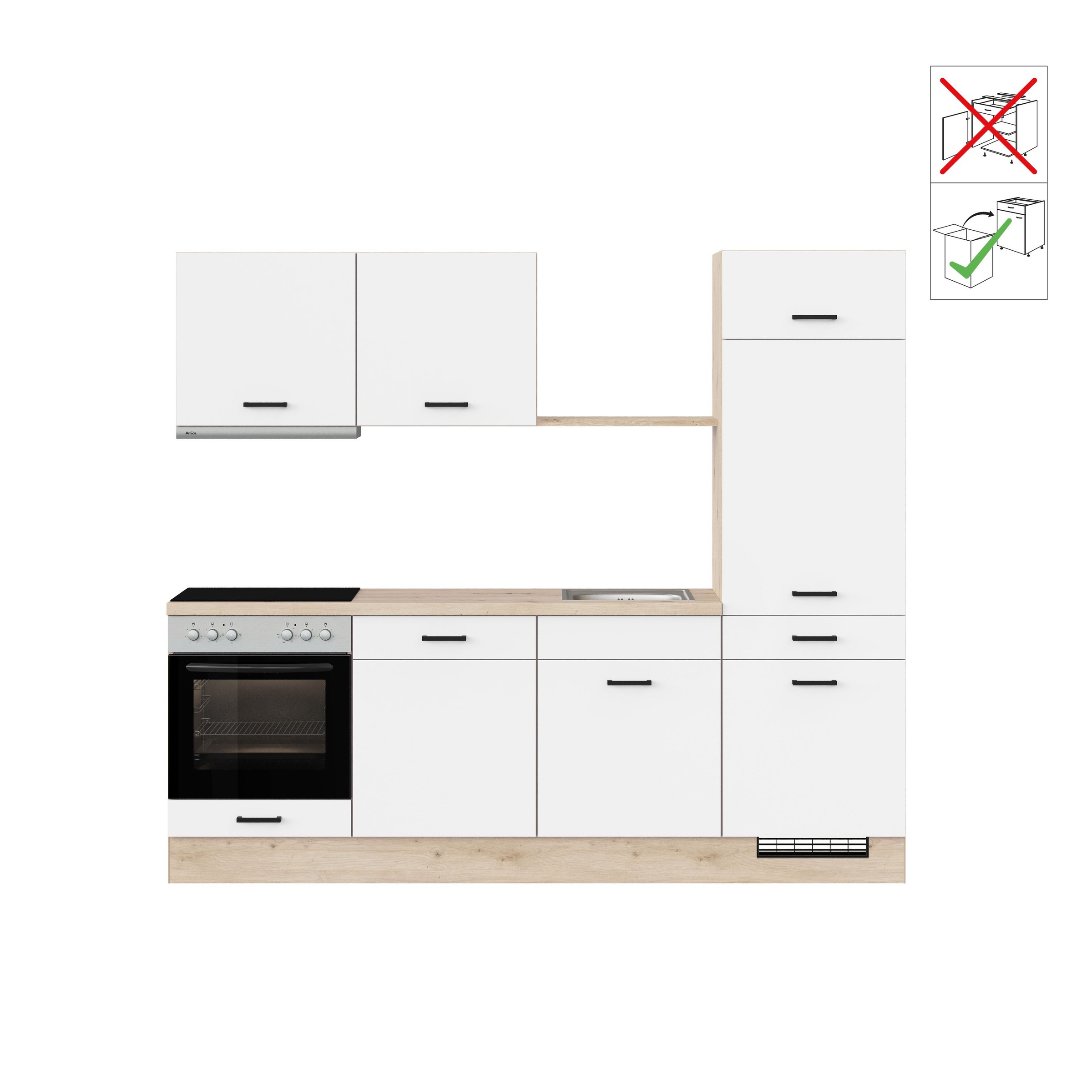 IMPULS KÜCHEN Küche »"Porto", Ausrichtung wählbar, Schubkästen mit Soft-Close,« vormontiert, wahlweise mit E-Geräten, mit Vollauszug, Breite 240 cm