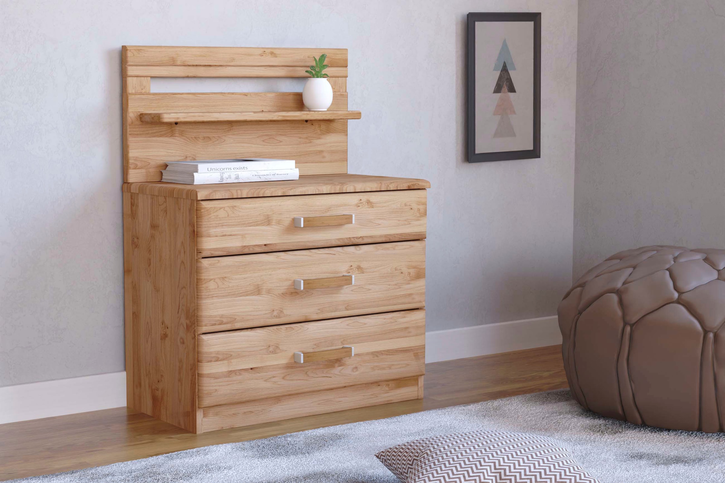 WIEMANN Schrankaufsatz »Lausanne, Paneel mit Ablage, Massivholz Erle« Set, 2er-Set, 60 x 31 x 13 cm (B/H/T), MADE IN GERMANY, 2 Stk. tlg.