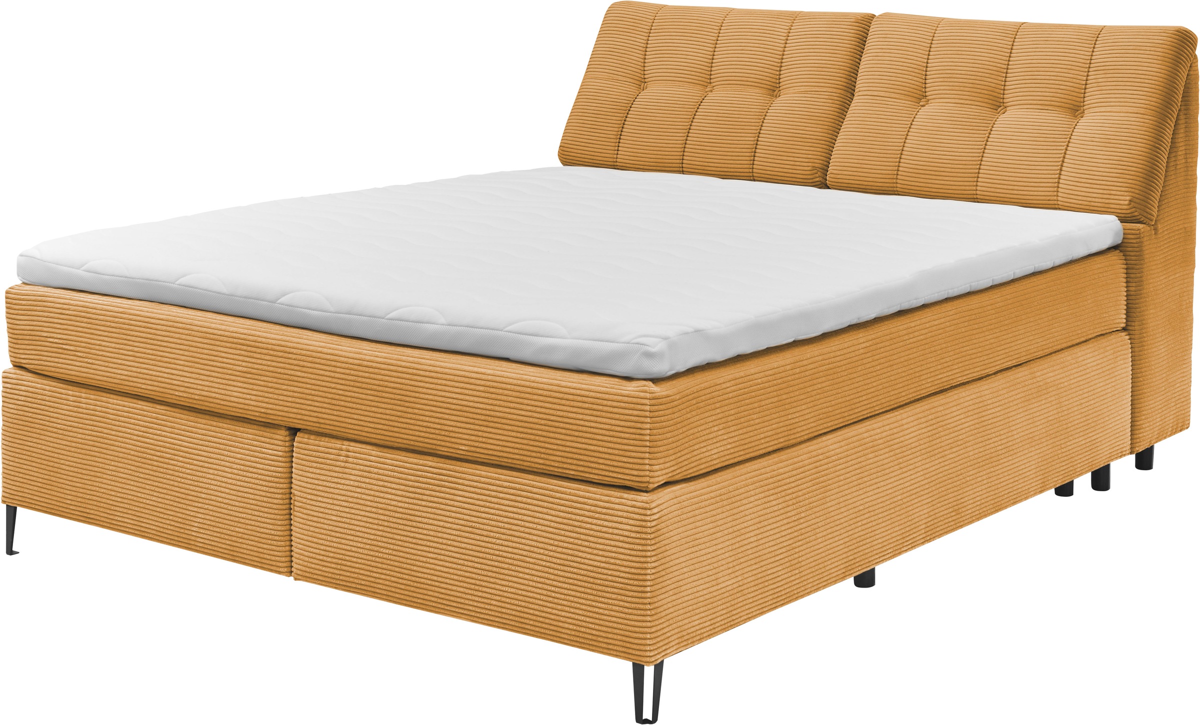 set one by Musterring Boxspringbett »Fairfield«, Kopfteil in Kassenoptik, Metallfuß schwarz, Breite 160 oder 180 cm