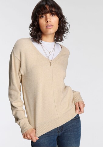 Tamaris V-Ausschnitt-Pullover, mit Frontbiese kaufen