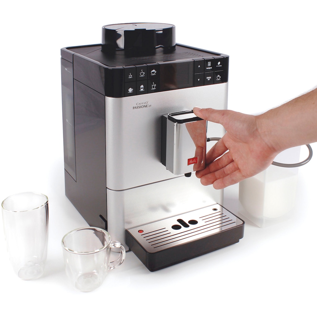 Melitta Kaffeevollautomat »Passione® One Touch F53/1-101, silber«, One Touch Funktion, tassengenau frisch gemahlene Bohnen