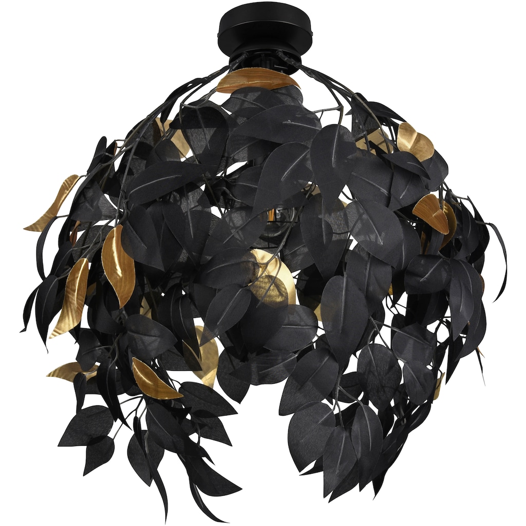 TRIO Leuchten Deckenleuchte »Leavy«, 1 flammig-flammig, Deko Deckenlampe Blatt Design schwarz-gold, exkl 1xE27 max 28W, Ø 38cm