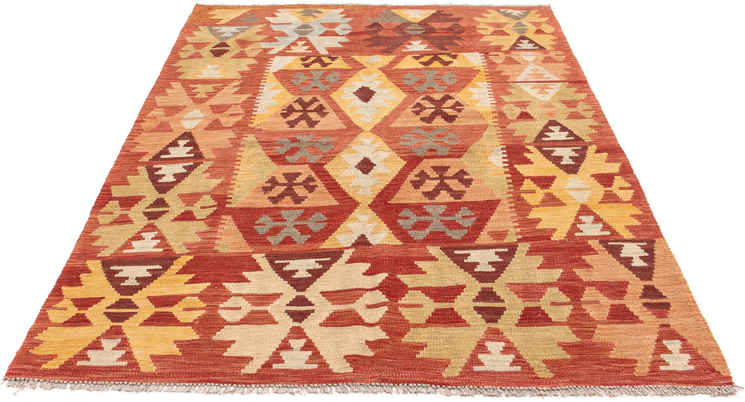 Wollteppich »Kelim - Oriental - 200 x 145 cm - rost«, rechteckig, Wohnzimmer, Einzelstück