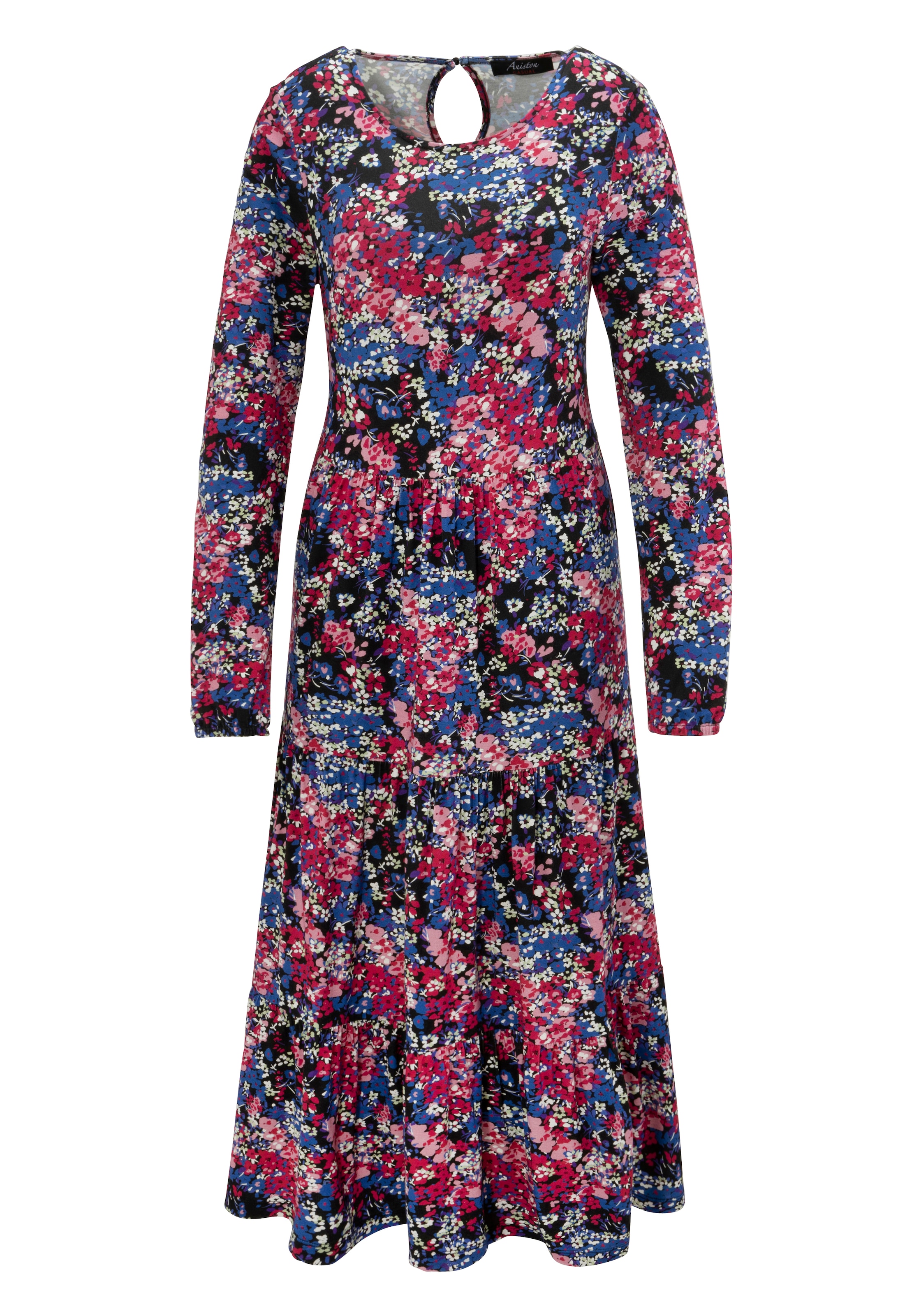 Jerseykleid, | ein NEUE Aniston Blumendruck - jedes KOLLEKTION CASUAL online abstraktem mit - Teil Unikat bestellen UNIVERSAL