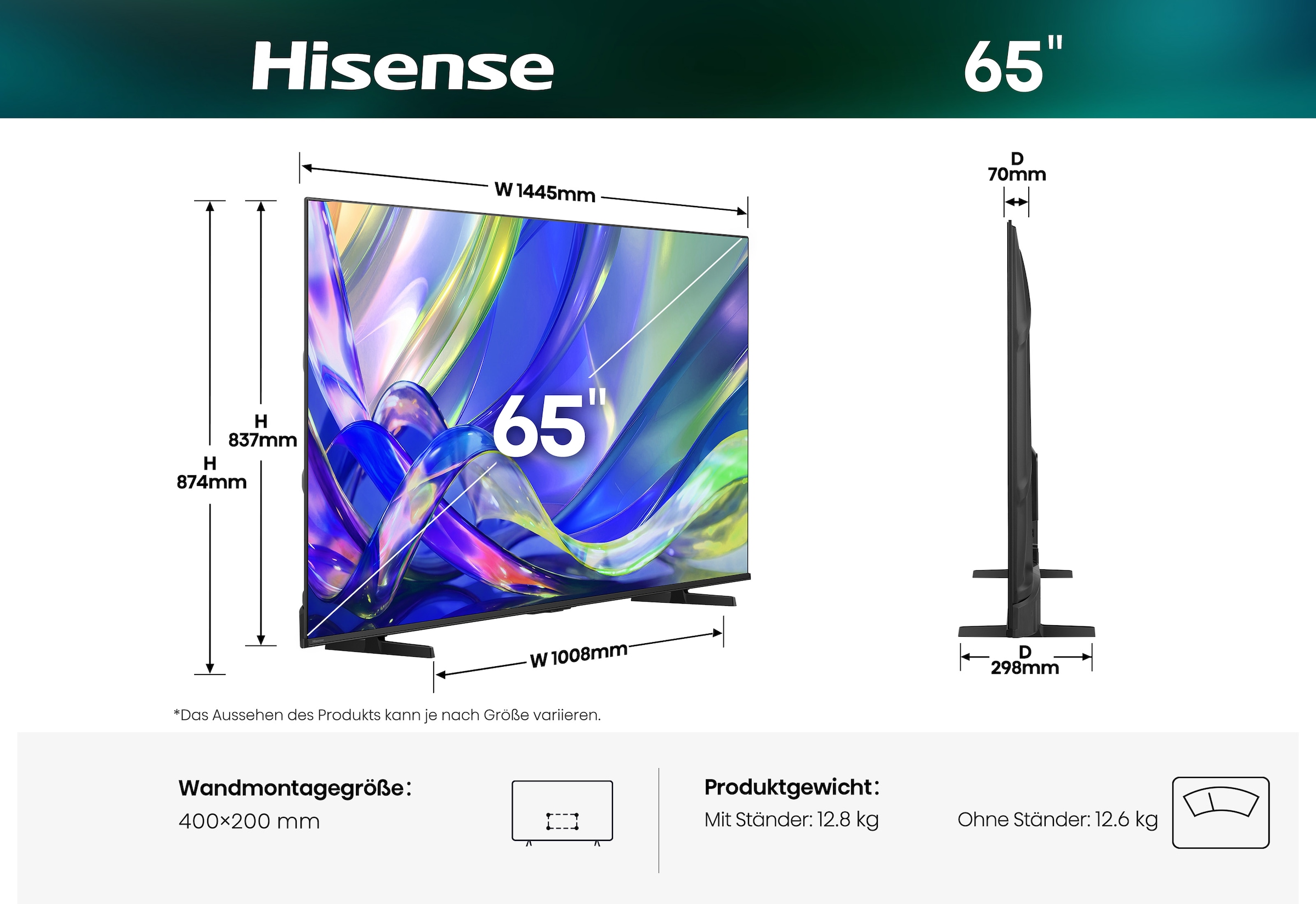 Hisense QLED-Fernseher »65E7S« 164 cm/65 ″ Smart-TV