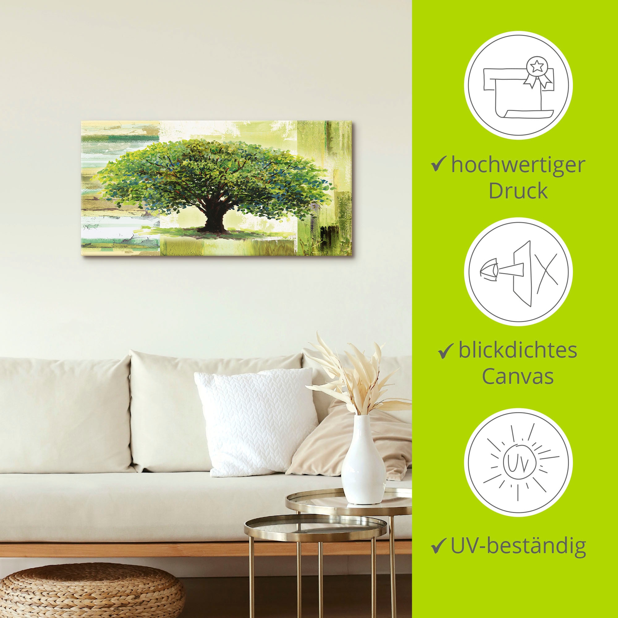 Artland Wandbild »Frühlingsbaum auf abstraktem Hintergrund«, Bäume, (1 St.), als Alubild, Outdoorbild, Leinwandbild, Poster in verschied. Größen