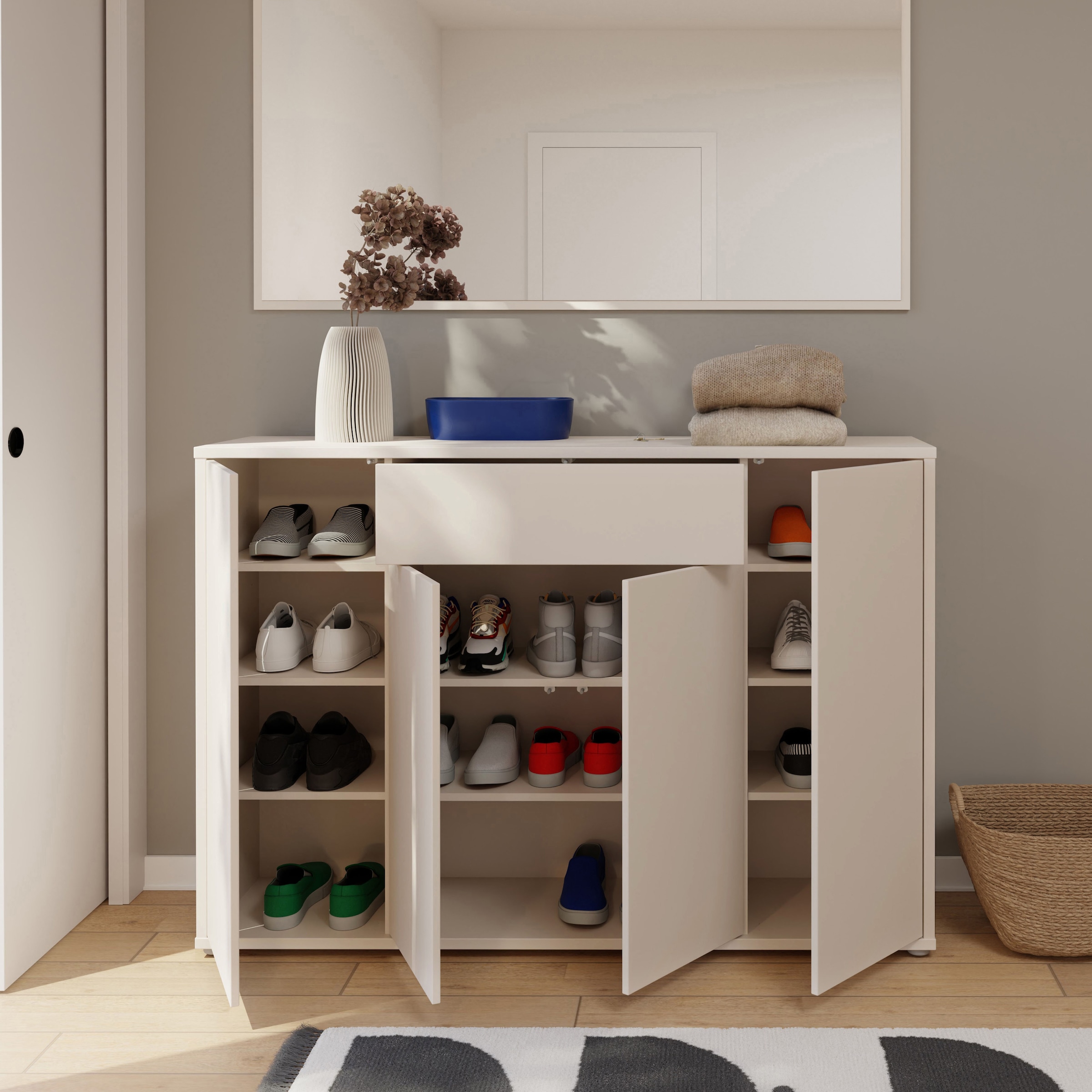 FORTE Schuhschrank »Alice Springs« B/H/T 143,9/99,1/34,9 cm Push to open, 28  Paar Schuhe