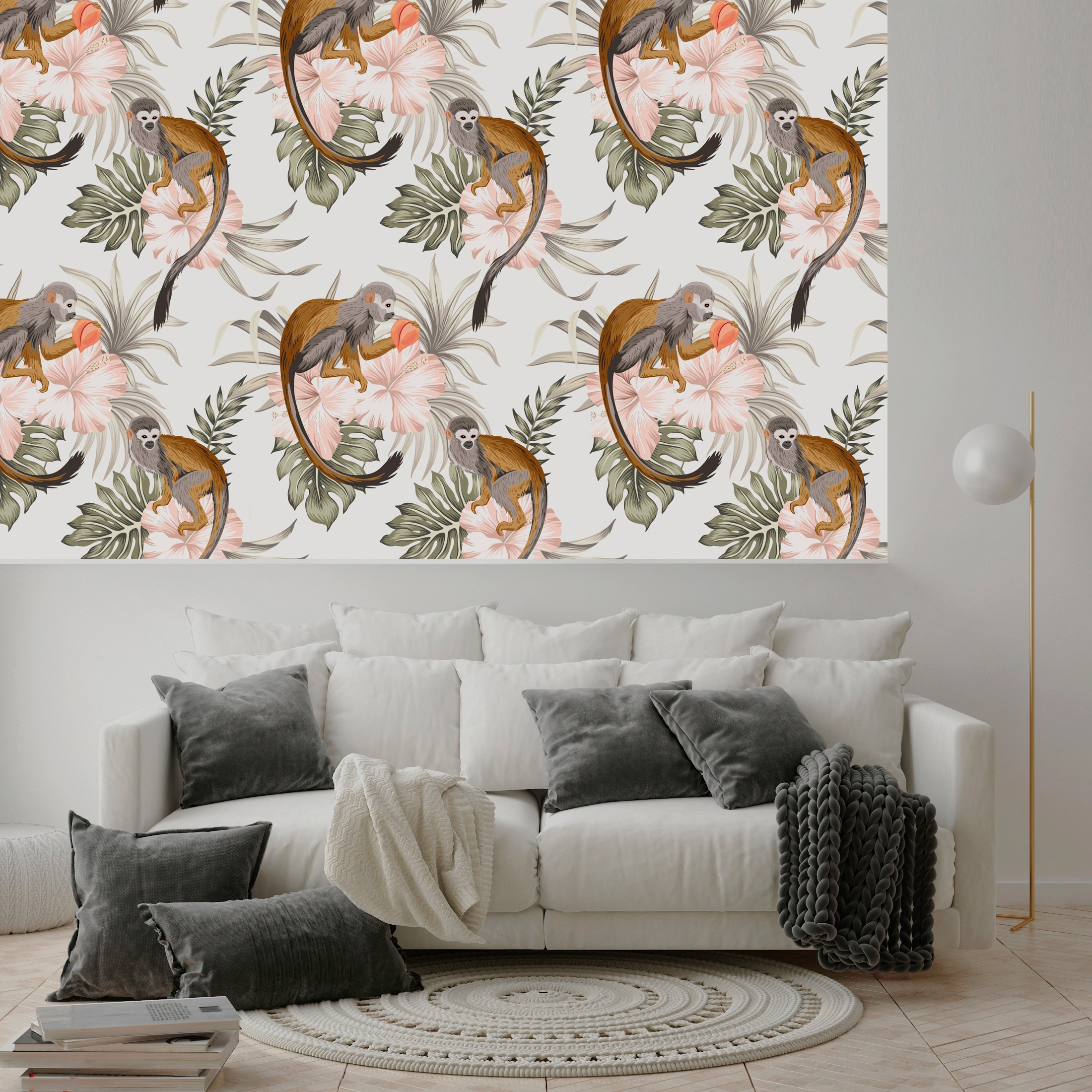 queence Vinyltapete »Lorena«, bedruckt-Motiv-botanisch-floral-gemustert-natürlich, 90x250cm, selbstklebend, kinderleichte Anbringung, Sticker