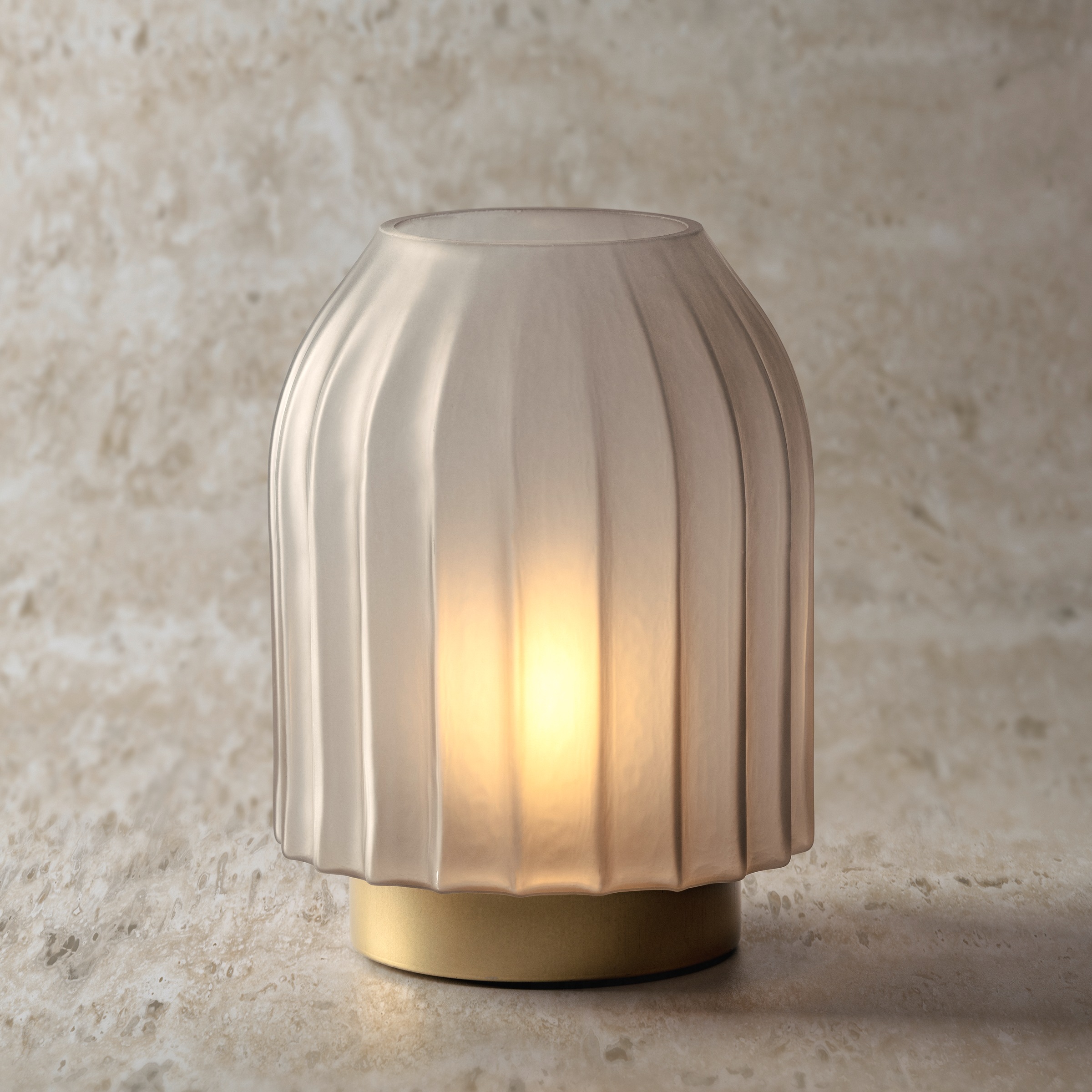 LEONARDO LED Dekolicht »Silenzio«, aus grauem Glas mit goldenem Sockel