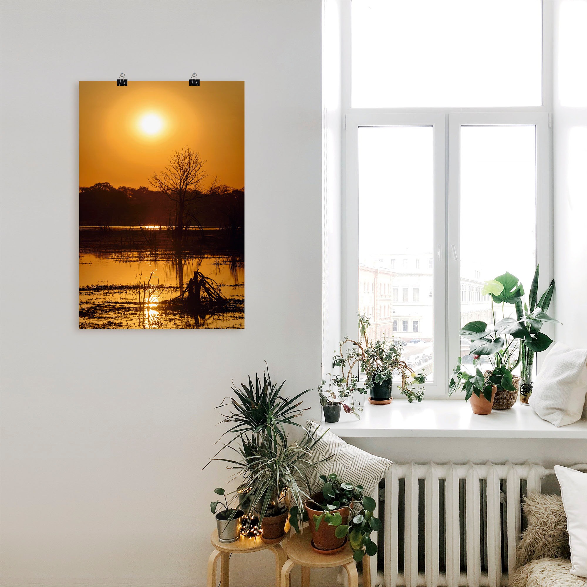 Artland Poster »Sonnenuntergang II«, Afrika, (1 St.), als Alubild, Leinwandbild, Wandaufkleber oder Poster in versch. Größen
