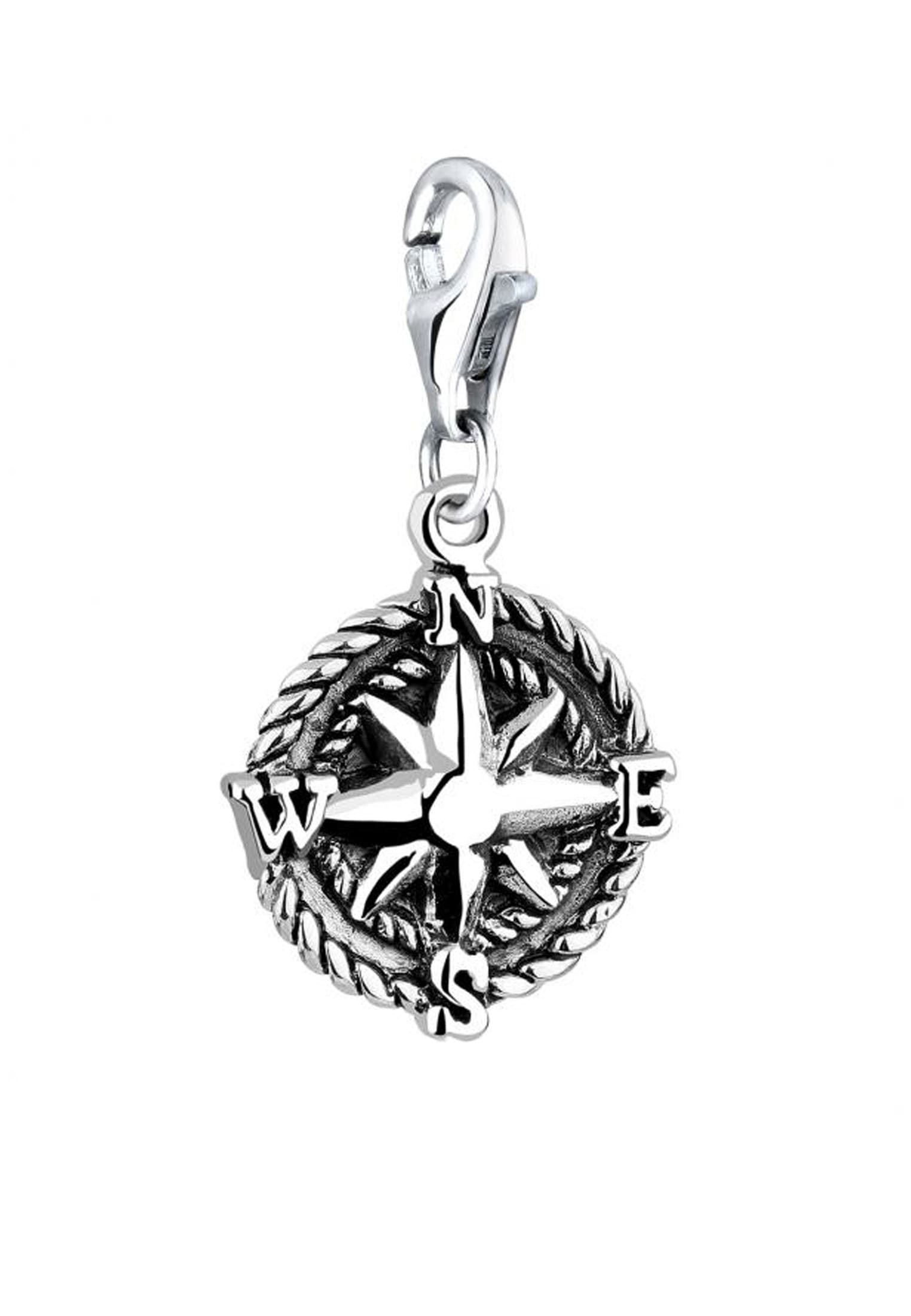 Nenalina Charm Stern »Charm Anhänger Kompass Reise Oxid Windrose 925 Silber«