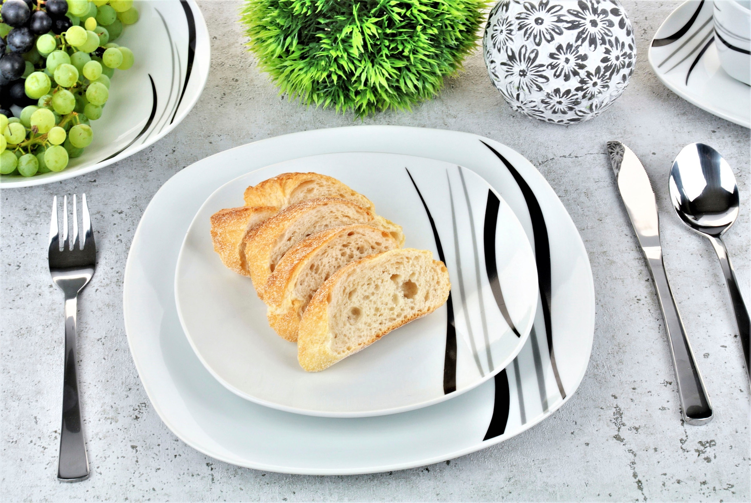 Retsch Arzberg Kombiservice »Geschirr-Set, Service Cosmos« farbige Elemente in grau und schwarz, 30 Teile, für 6 Personen