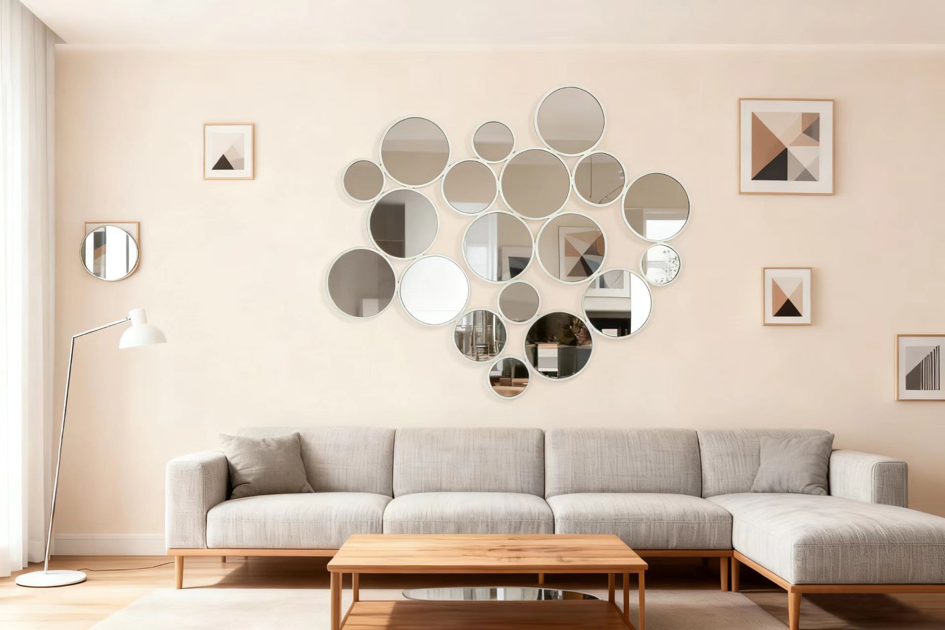 OTTO home Dekospiegel »Malisa, Wand Dekoration horizontal und vertikal hängbar, 3 Farben« großer Wandspiegel mit 19 Elementen, 121x110cm, aus Metall